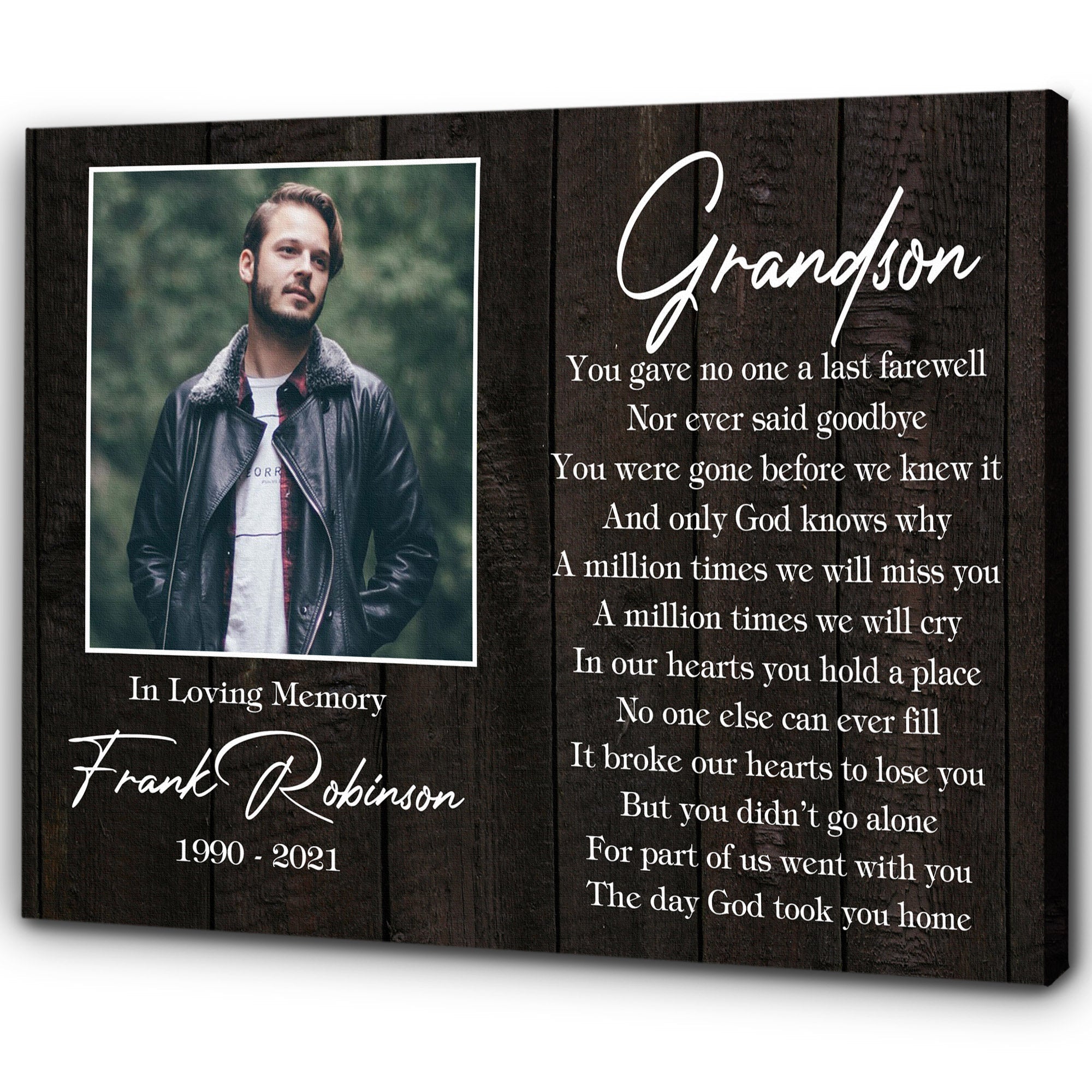 Personalized Memorial Canvas In Memory Of Grandson Memorial Canvas, Memorial Gift For Loss Of Grandson - Grandma Remembrance Gift