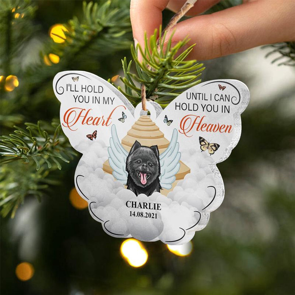 I'Ll Hold You In My Heart Dog Memorial Gift Personalized Custom Butterfly Ornament, Car Ornaments Christmas, Car Decorations