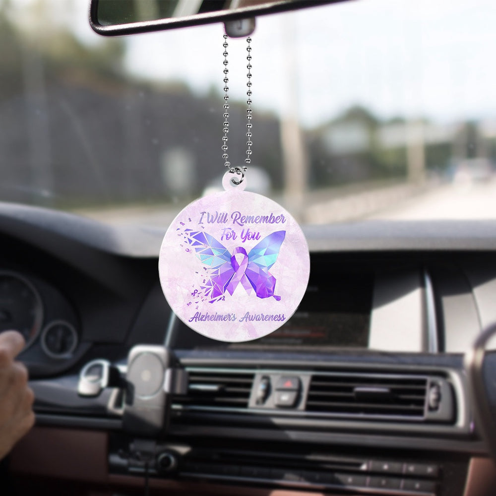 I Will Remember For You Alzheimer'S Awareness Ornament Alzheimer'S Hanging Decor Gifts For Mom, Grandma, Car Ornaments Christmas, Car Decorations