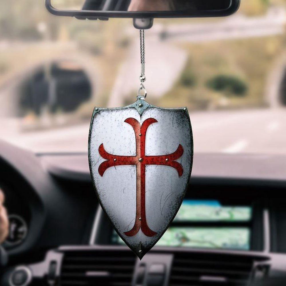 Knight Templar Shield Car Hanging Ornament, Car Ornaments Christmas, Car Decorations