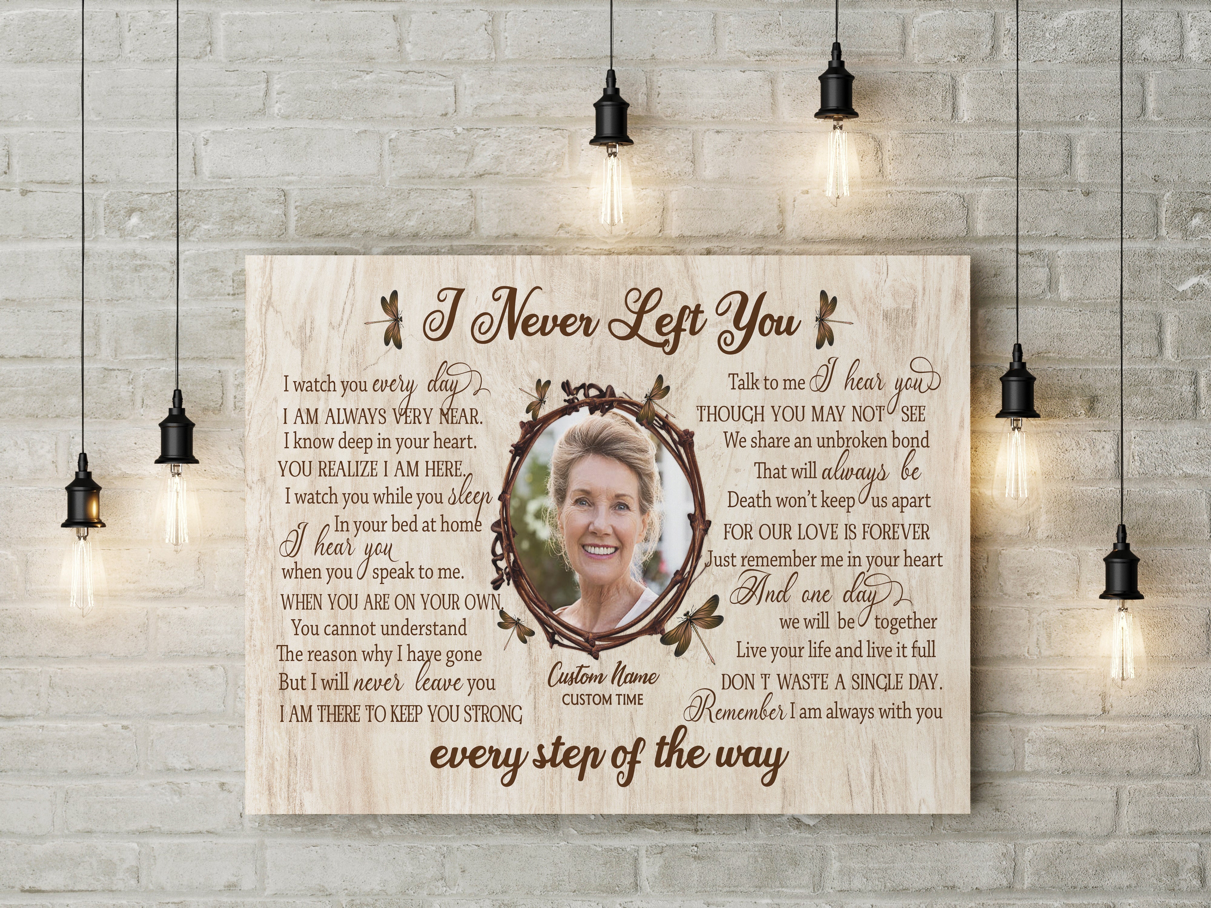 Memorial Canvas I Never Left You Dragonfly Memorial Wall Art Personalized Remembrance Canvas For Loved One Sympathy Gift For Loss Of Wife Husband Parent In Memory Canvas JC774 1 Memorial Canvas - Personalized Remembrance Canvas For Loved One Sympathy Gift For Loss Of Wife Husband Parent In Memory Canvas