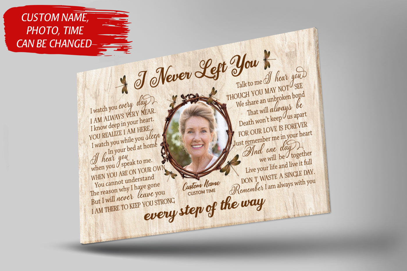 Memorial Canvas I Never Left You Dragonfly Memorial Wall Art Personalized Remembrance Canvas For Loved One Sympathy Gift For Loss Of Wife Husband Parent In Memory Canvas JC774 4 Memorial Canvas - Personalized Remembrance Canvas For Loved One Sympathy Gift For Loss Of Wife Husband Parent In Memory Canvas