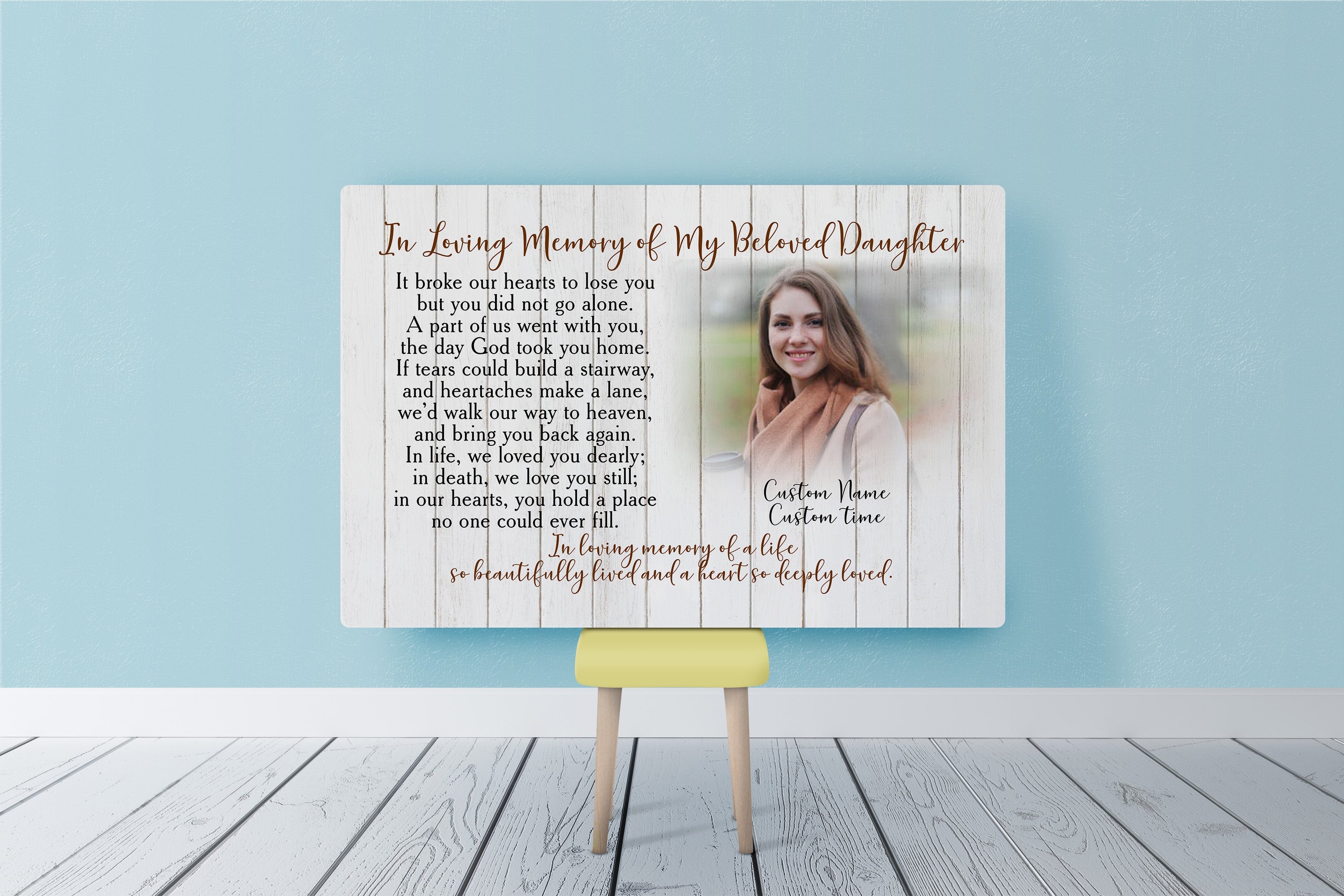Memorial Canvas For Daughter, Personalized Memorial Gift For Loss Of Daughter Remembrance Canvas In Loving Memory Of Daughter In Heaven Sympathy Gift