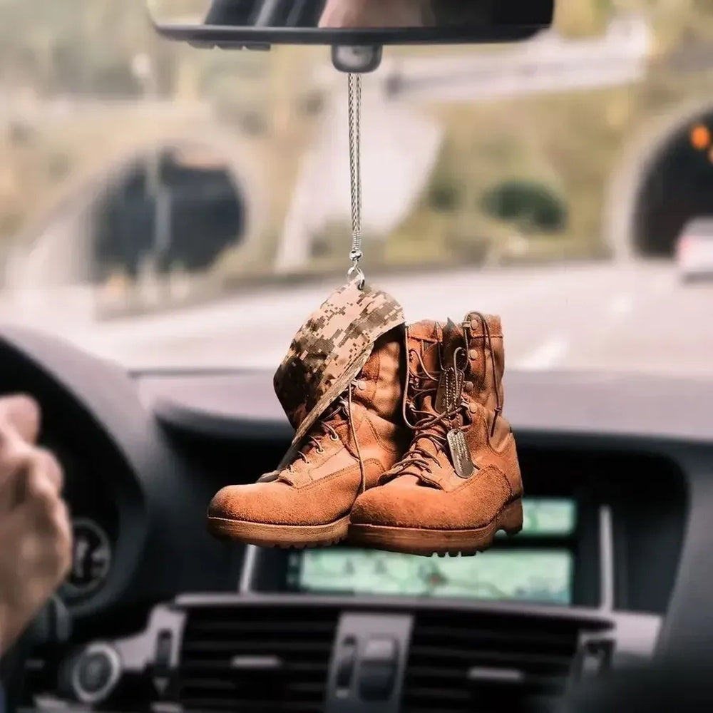 Military Boots Veteran Car Hanging Ornament Gift For Veteran Day Us Veteran Ornament, Car Ornaments Christmas, Car Decorations
