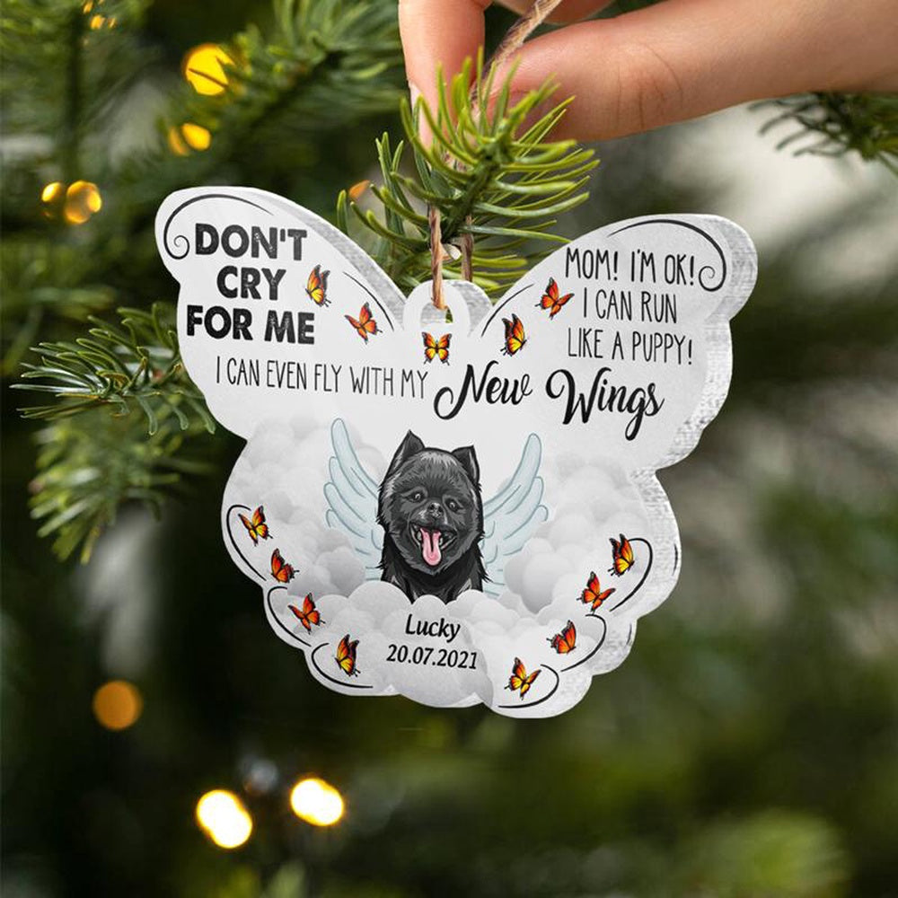 Mom Don'T Cry For Me Dog Memorial Gift Personalized Custom Butterfly Ornament Pet Memorial Items, Car Ornaments Christmas, Car Decorations