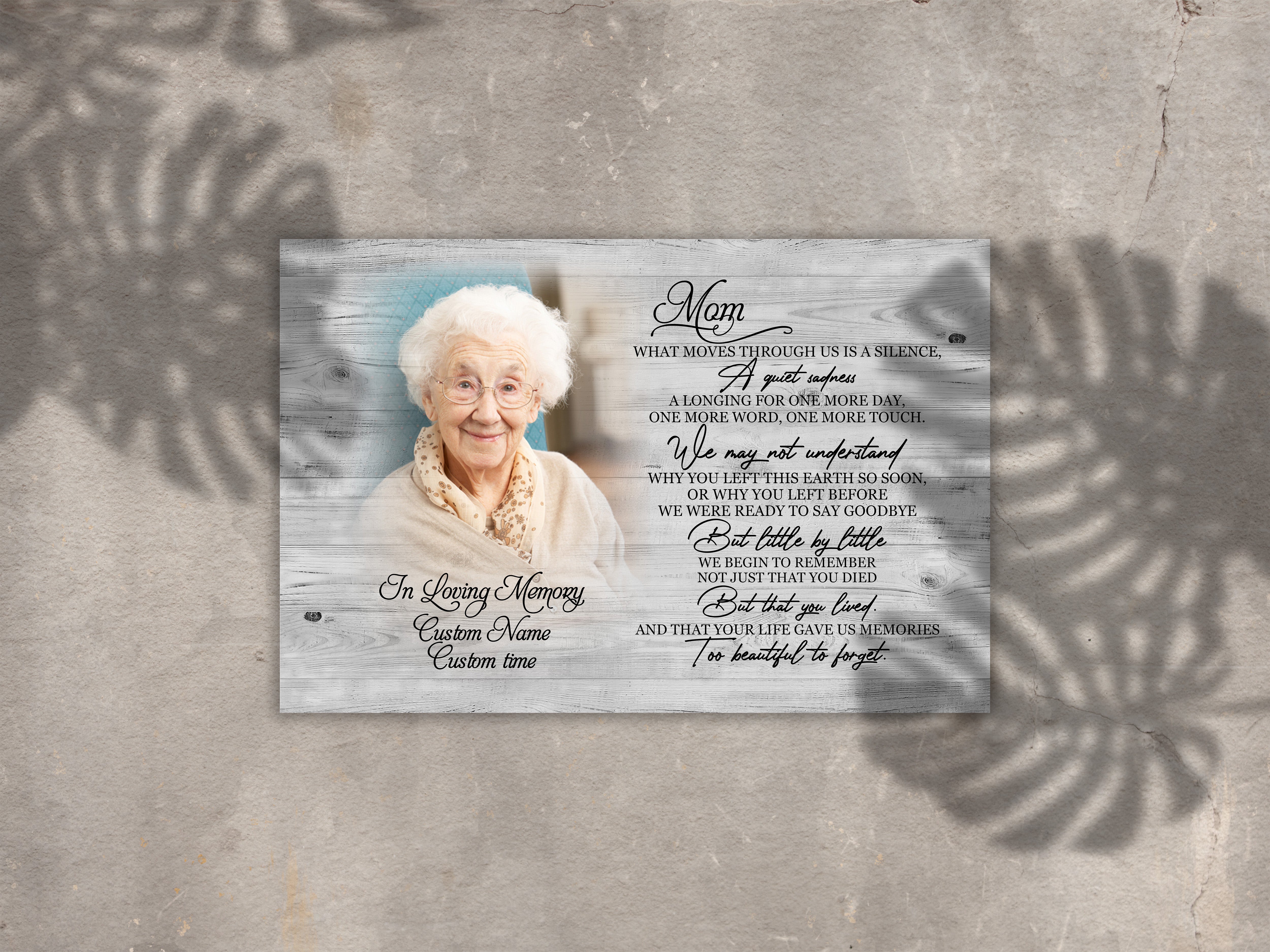 Personalized Mom Memorial Canvas, Beautiful Photo Keepsake, Sympathy Gift for Loss, Remembrance of Mom in Heaven, Custom Canvas Posters