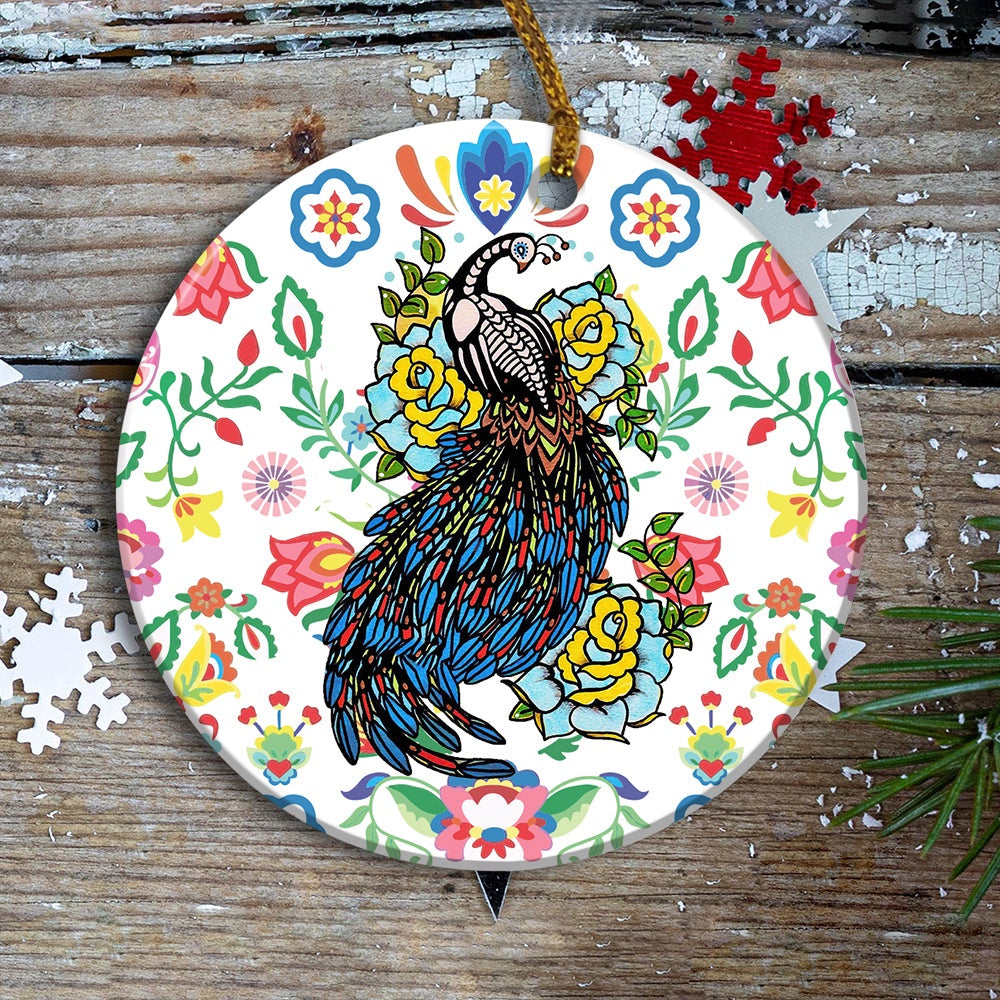 Peacock Ornament Day Of The Dead Dia De Los Muertos Art Print Animal Ornament, Car Ornaments Christmas, Car Decorations