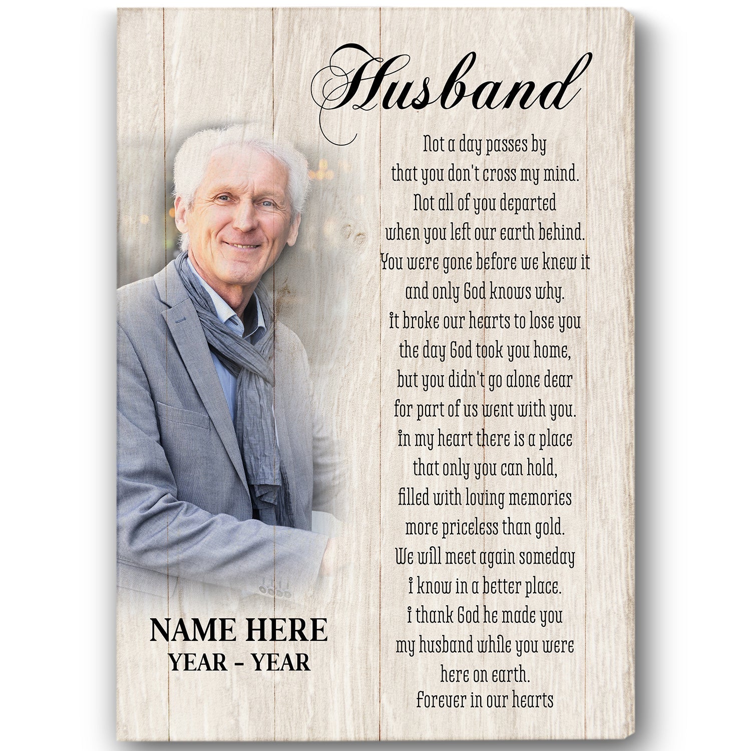 Personalized Canvas Husband Loss Husband Always In Our Hearts Memorial Gift For Loss Of Husband Husband Remembrance Sympathy Gift For A Widow