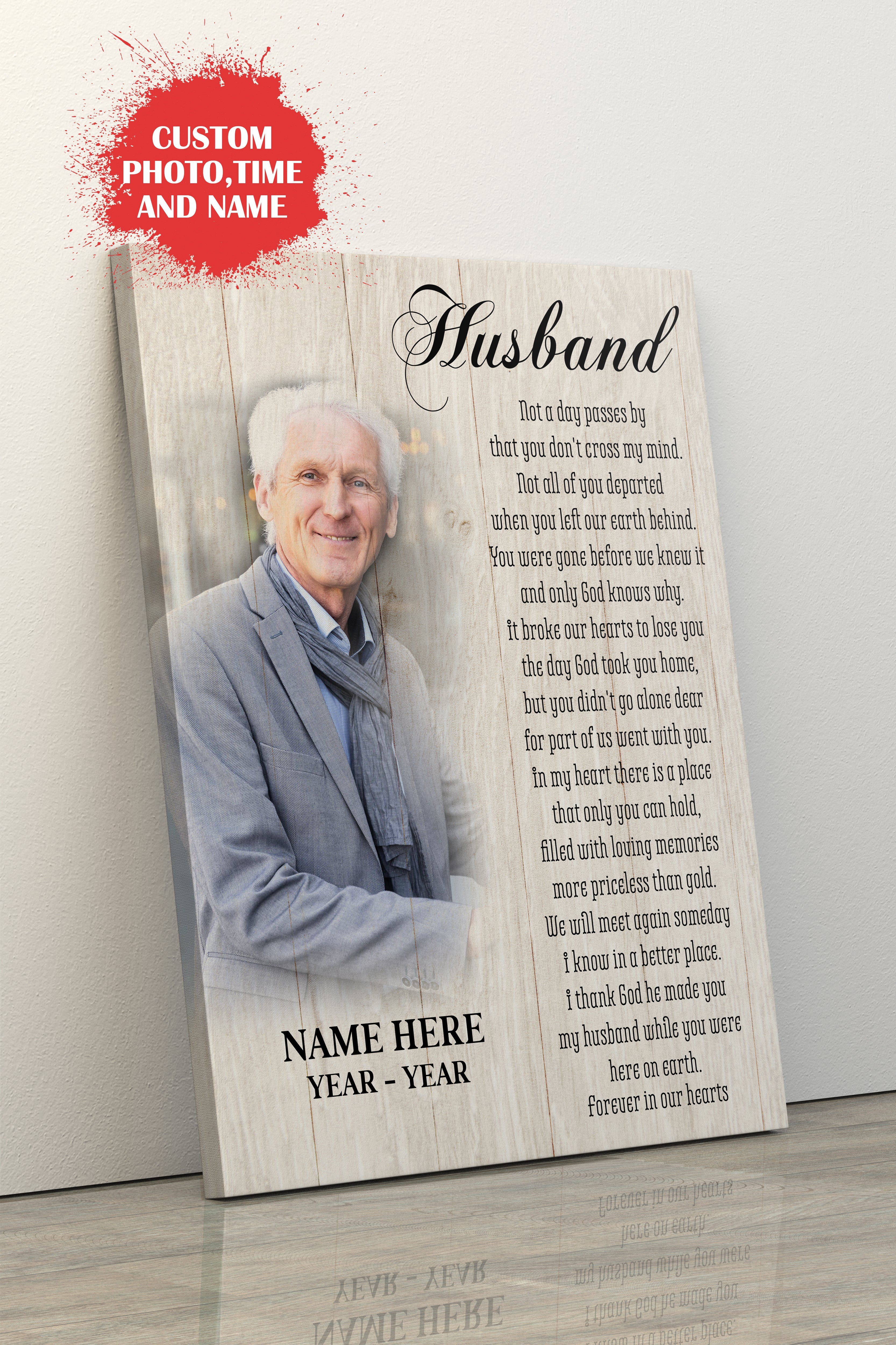 Personalized Canvas Husband Loss Husband Always In Our Hearts Memorial Gift For Loss Of Husband Husband Remembrance Sympathy Gift For A Widow