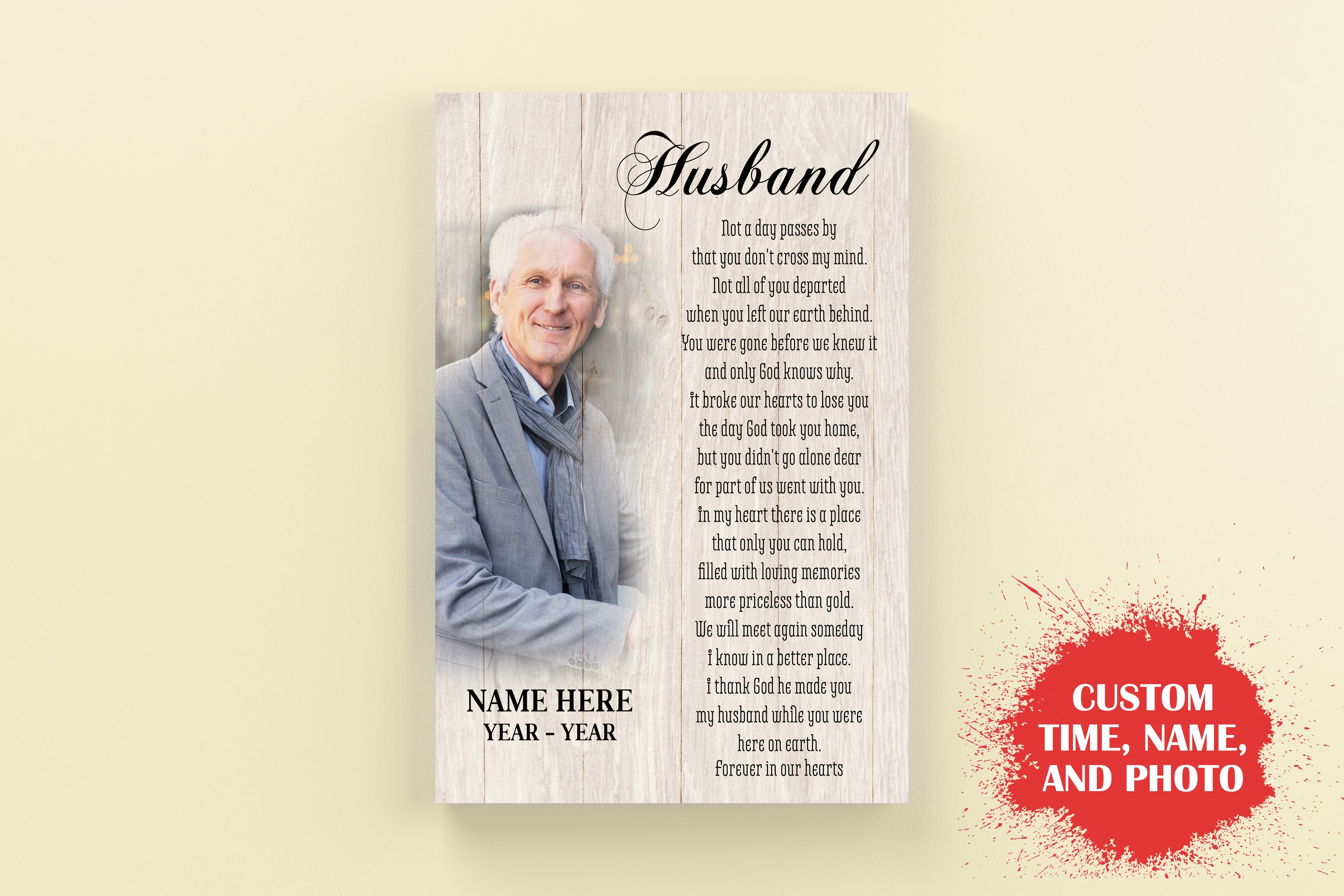 Personalized Canvas Husband Loss Husband Always In Our Hearts Memorial Gift For Loss Of Husband Husband Remembrance Sympathy Gift For A Widow