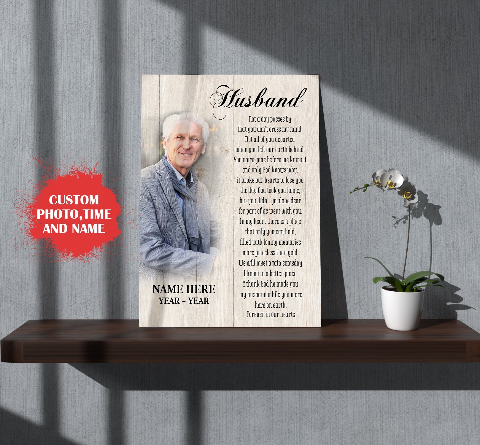 Personalized Canvas Husband Loss Husband Always In Our Hearts Memorial Gift For Loss Of Husband Husband Remembrance Sympathy Gift For A Widow