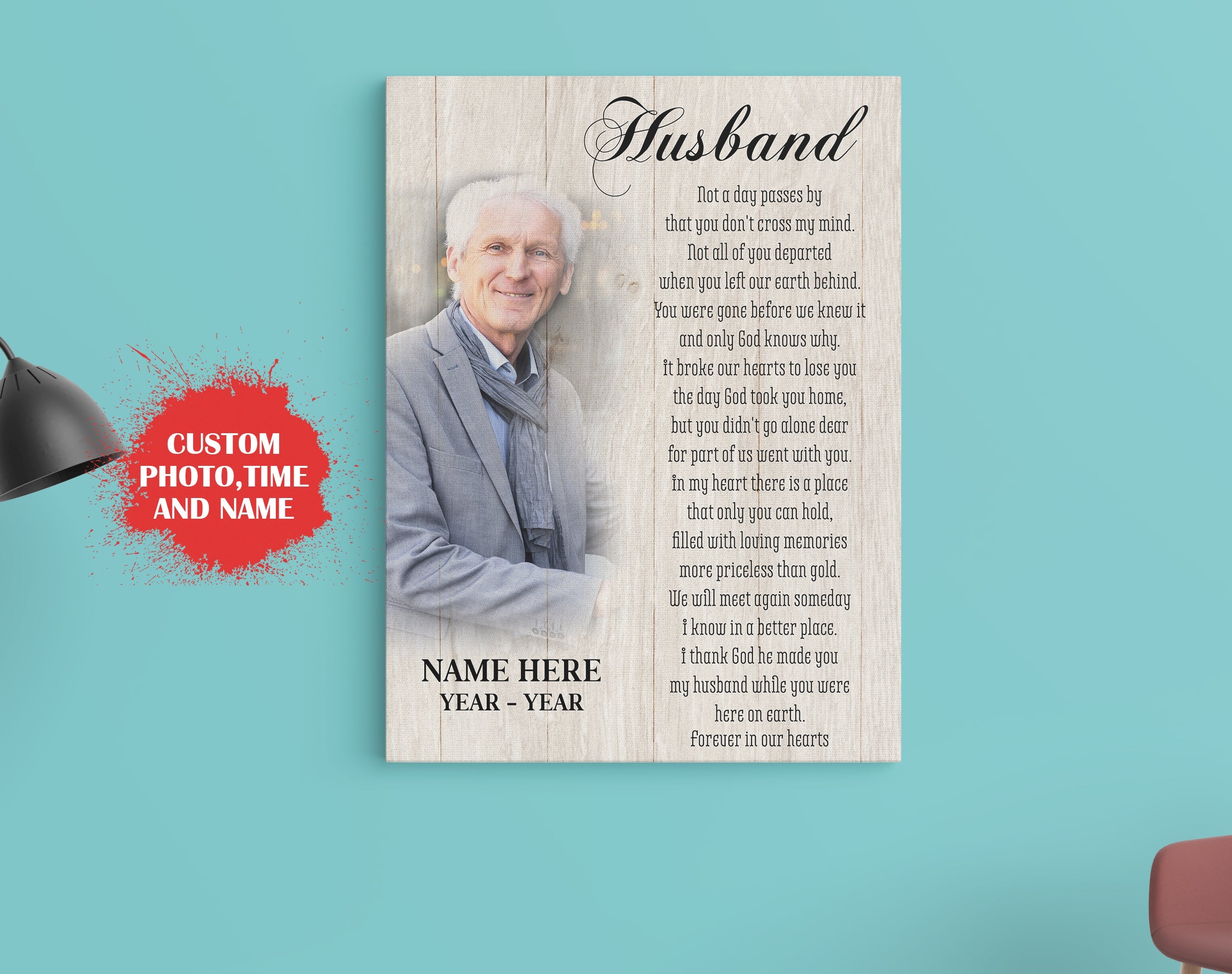 Personalized Canvas Husband Loss Husband Always In Our Hearts Memorial Gift For Loss Of Husband Husband Remembrance Sympathy Gift For A Widow