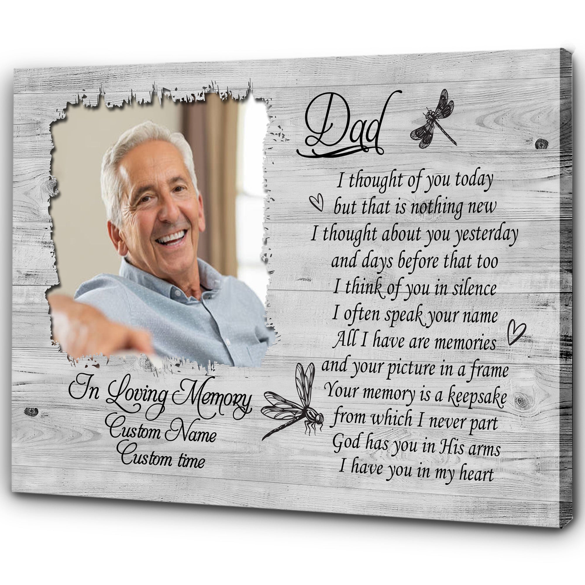 Personalized Canvas Photo&Name I Thought Of You Today Dad Remembrance, In Heaven Father Memorial Sympathy Gift For Loss Of Father, In Memory