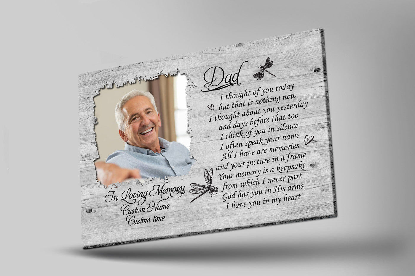 Personalized Canvas Photo&Name I Thought Of You Today Dad Remembrance, In Heaven Father Memorial Sympathy Gift For Loss Of Father, In Memory