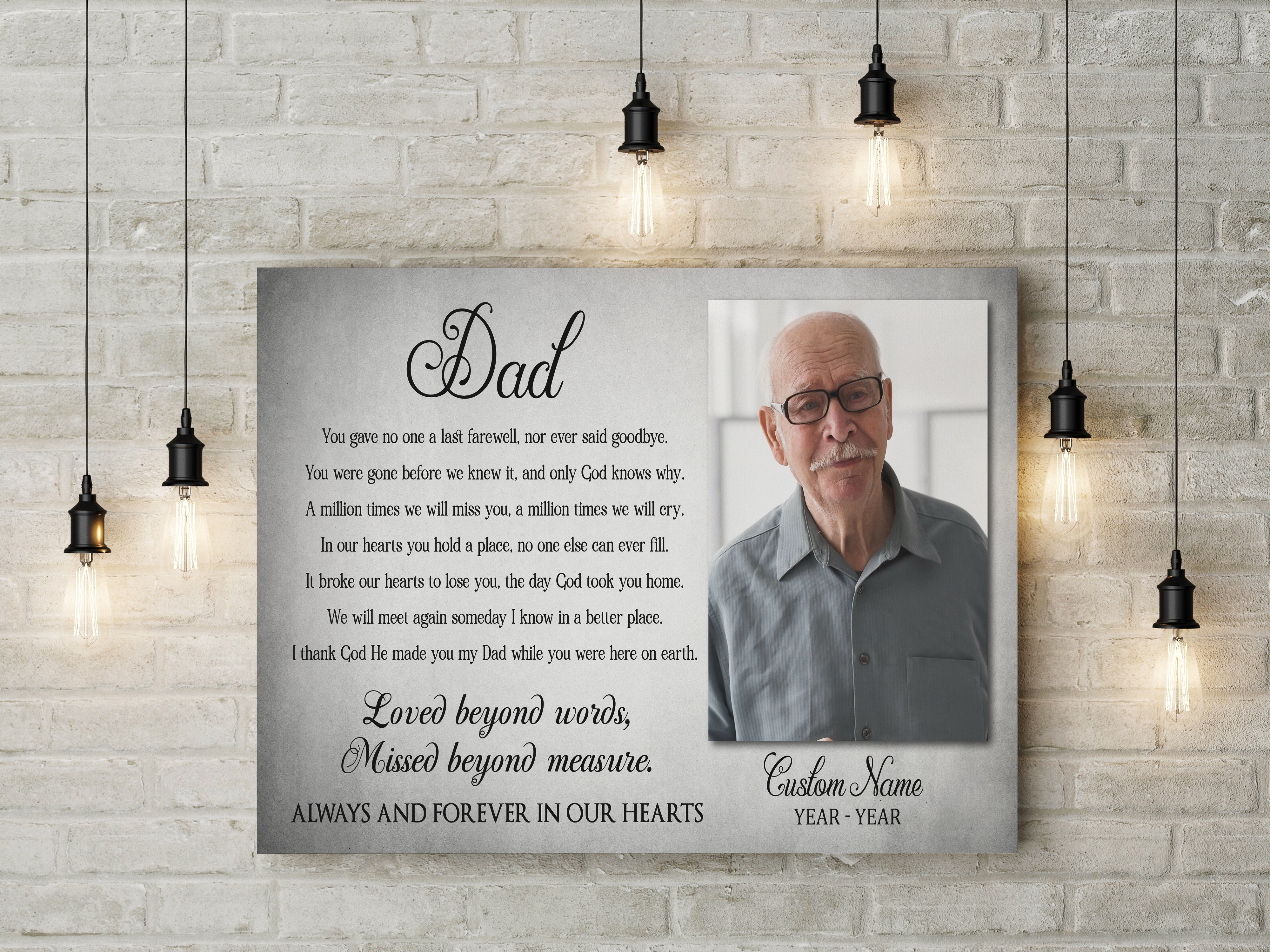 Personalized Canvas Photo&Name You Gave No One Last Farewell Dad Remembrance, In Heaven Father Memorial Sympathy Gift For Loss Of Father In Memory