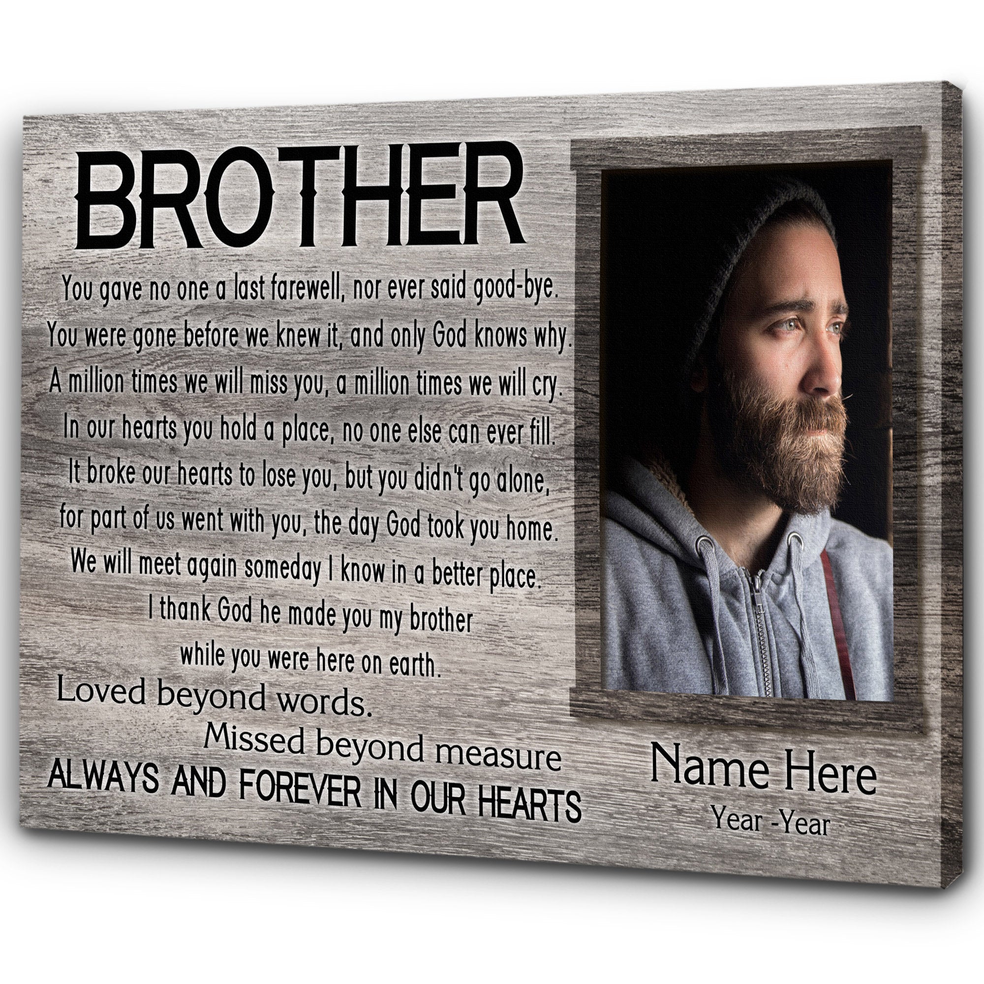 Personalized Memorial Canvas Brother Memorial Canvas, Memorial Gift, Brother Remembrance Sympathy, Bereavement Gift, Brother In Memory