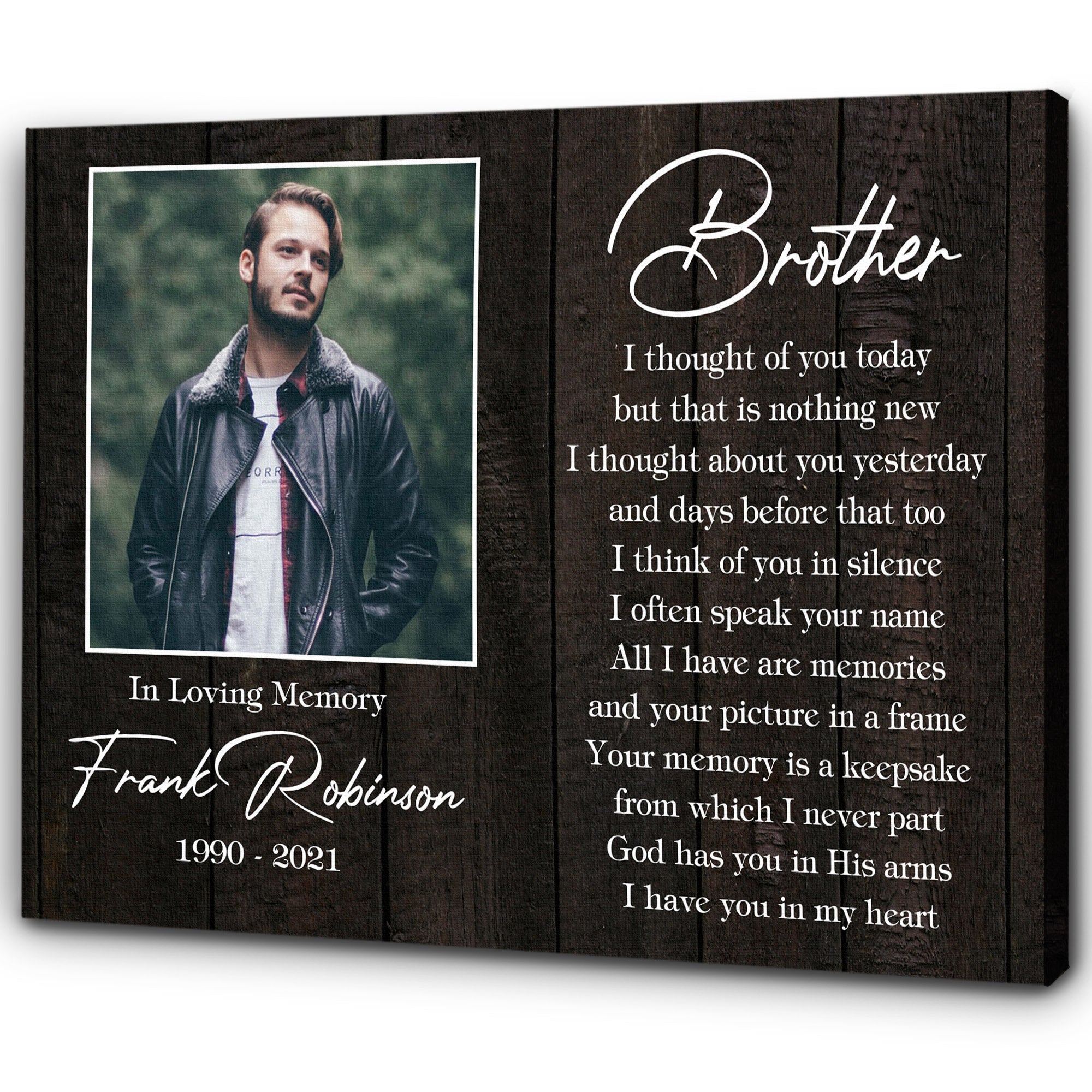 Personalized Memorial Canvas In Memory Of Brother Memorial Canvas, Memorial Gift For Loss Of Brother, Sympathy Bereavement For Brother In Heaven