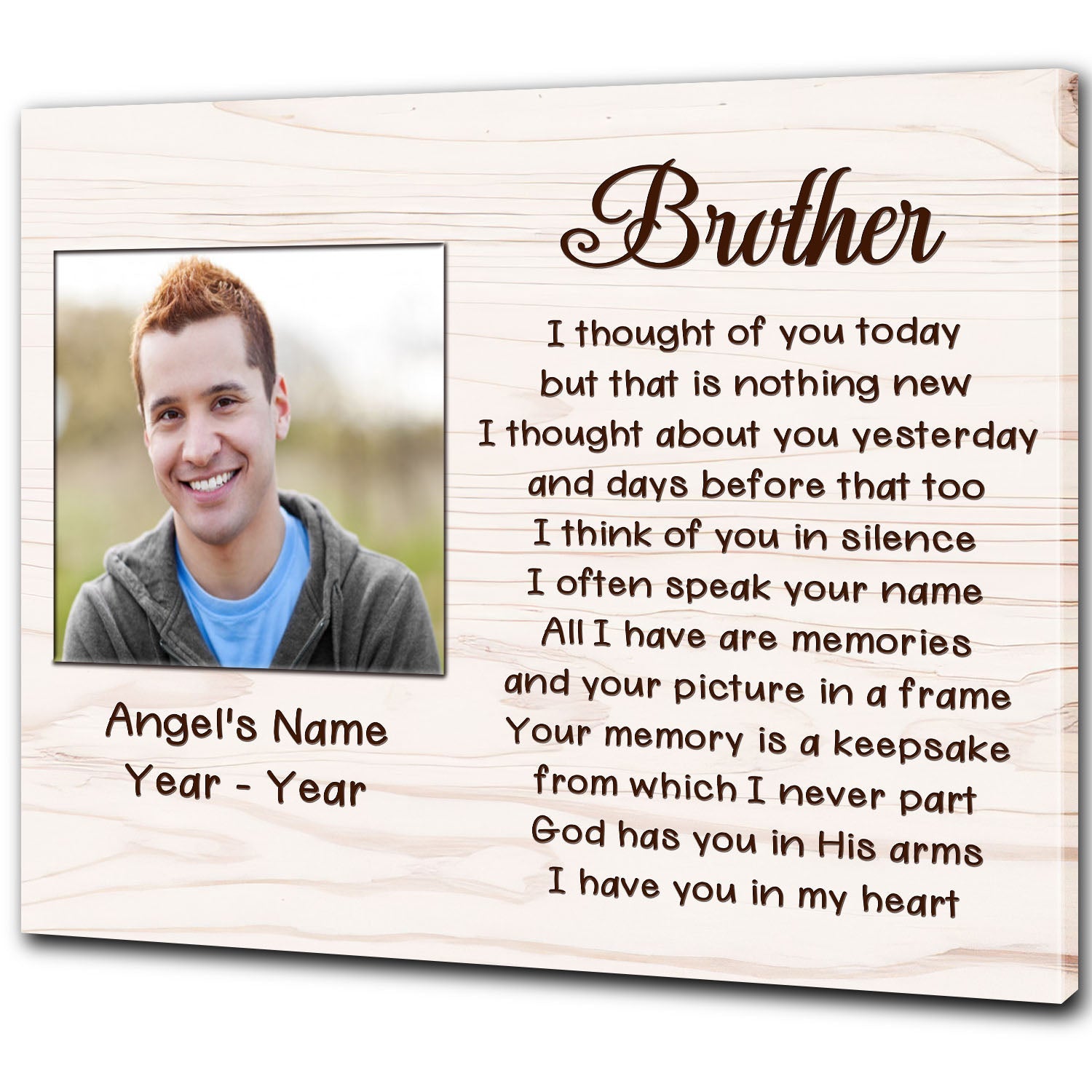 Personalized Memorial Canvas In Memory Of Brother Memorial Gift, Sympathy Gift For Loss Of Brother, Condolence Bereavement For Brother In Heaven
