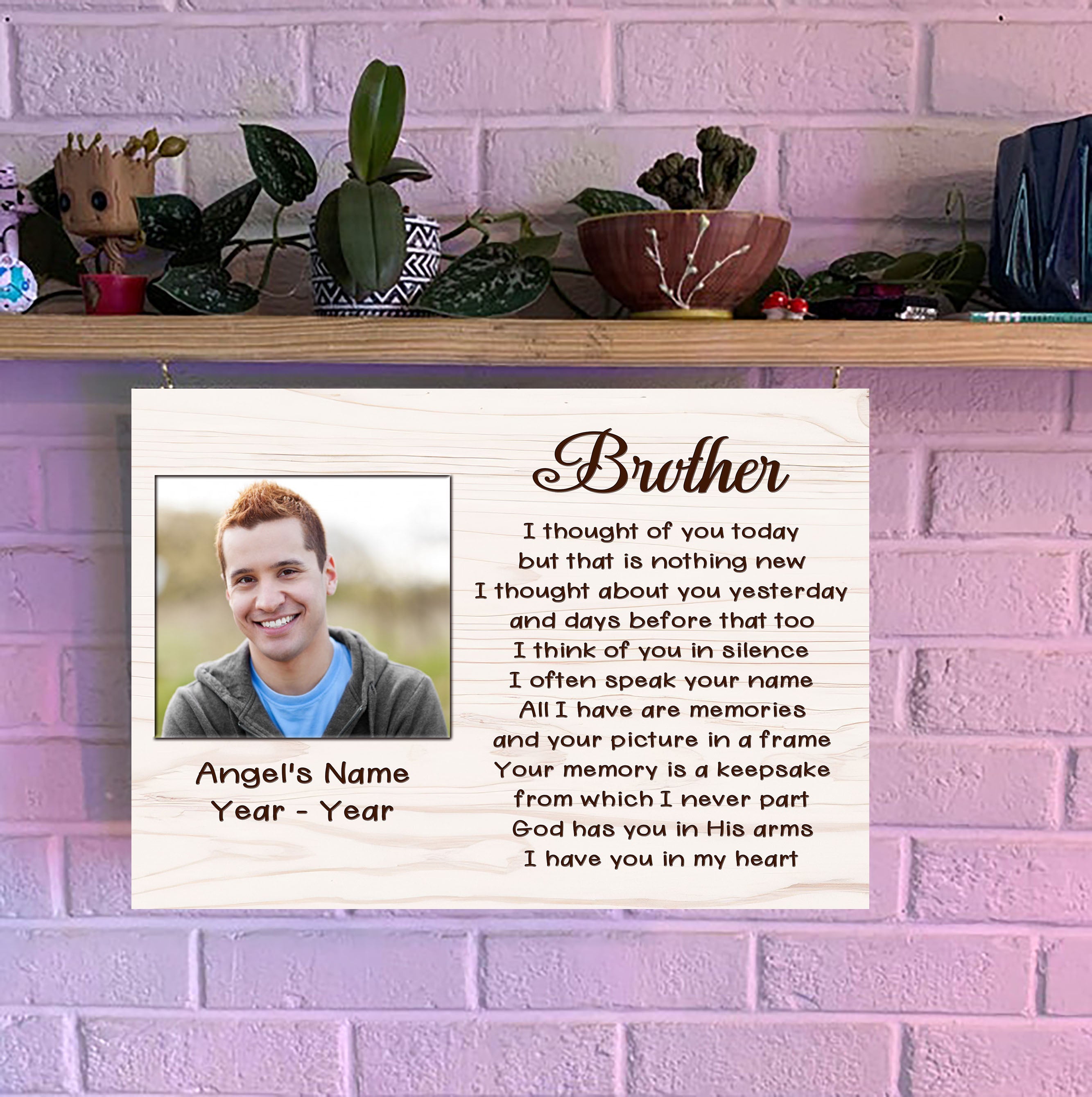 Personalized Memorial Canvas In Memory Of Brother Memorial Gift, Sympathy Gift For Loss Of Brother, Condolence Bereavement For Brother In Heaven