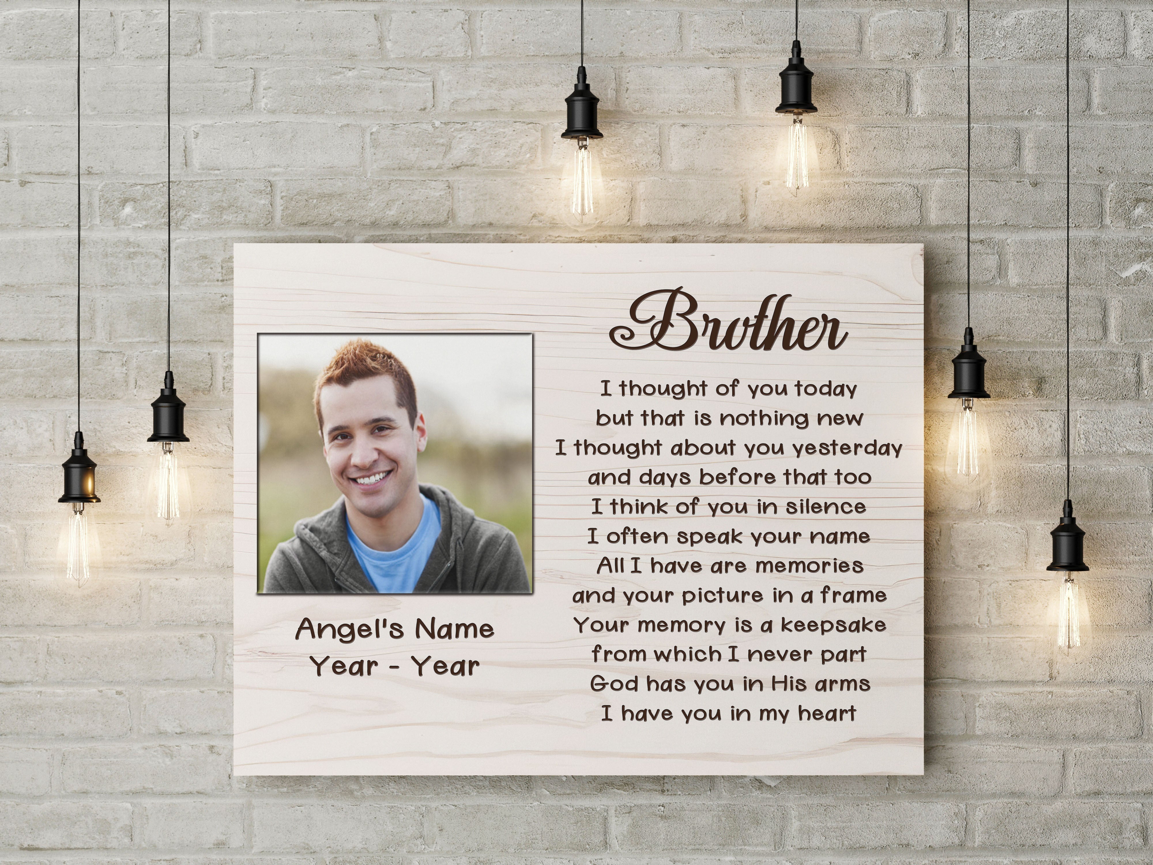 Personalized Memorial Canvas In Memory Of Brother Memorial Gift, Sympathy Gift For Loss Of Brother, Condolence Bereavement For Brother In Heaven
