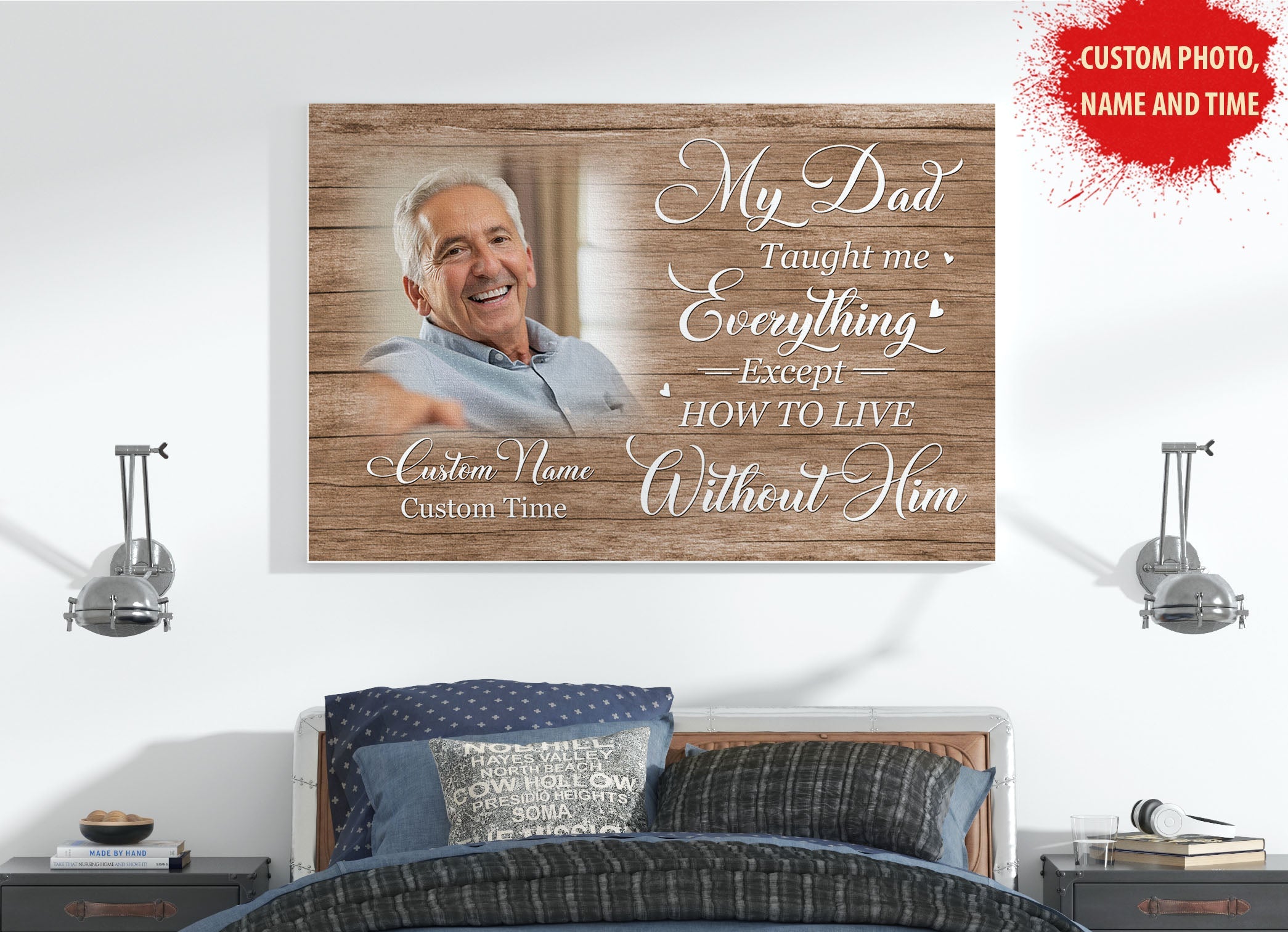 Personalized Memorial Gift For Loss Of Dad Loving Memory Deepest Sympathy Canvas For Loss Of Dad, Custom Canvas Print
