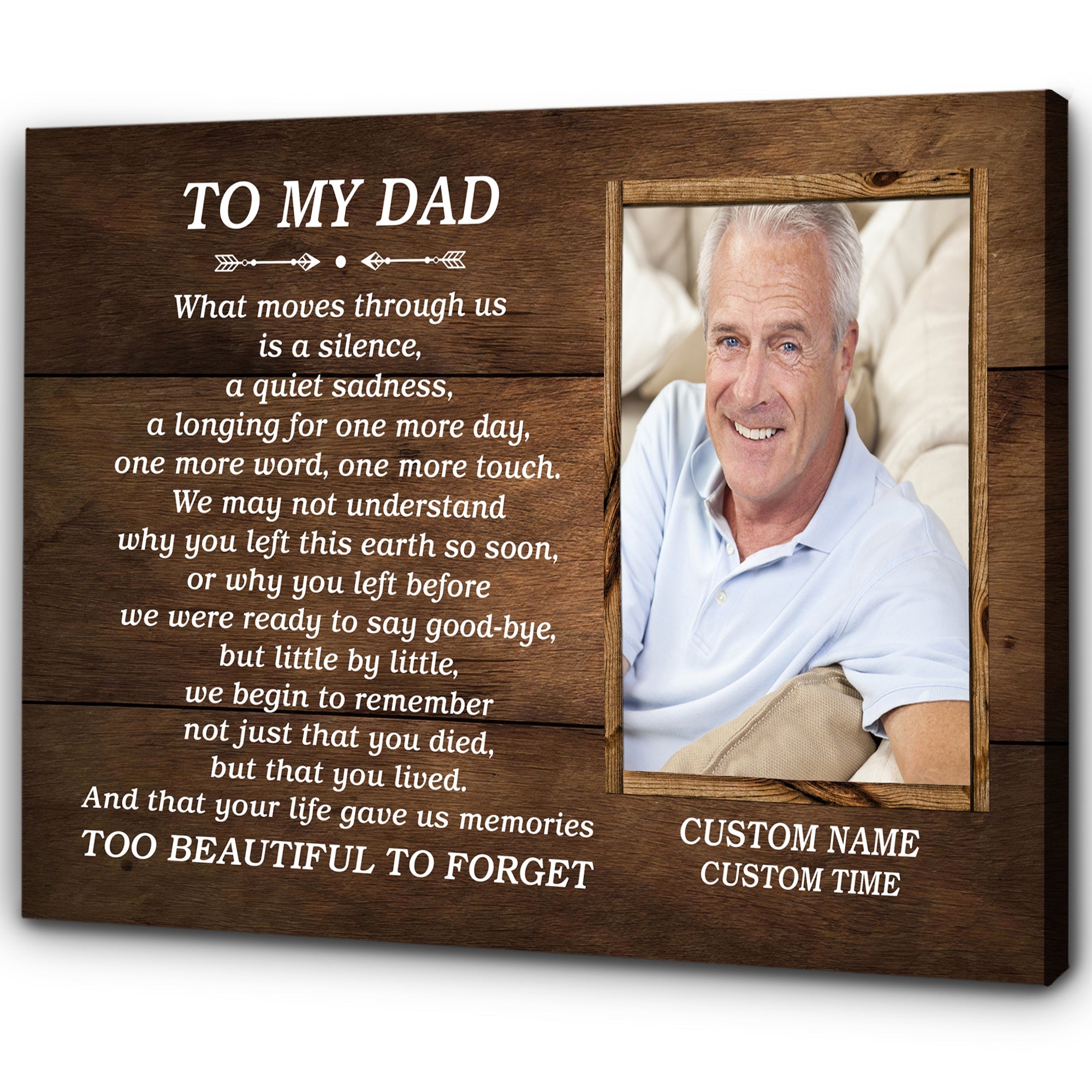 Personalized Memorial Gift For Loss Of Dad, Remembrance Keepsake Deepest Sympathy Canvas For Loss Of Father, Custom Canvas Print