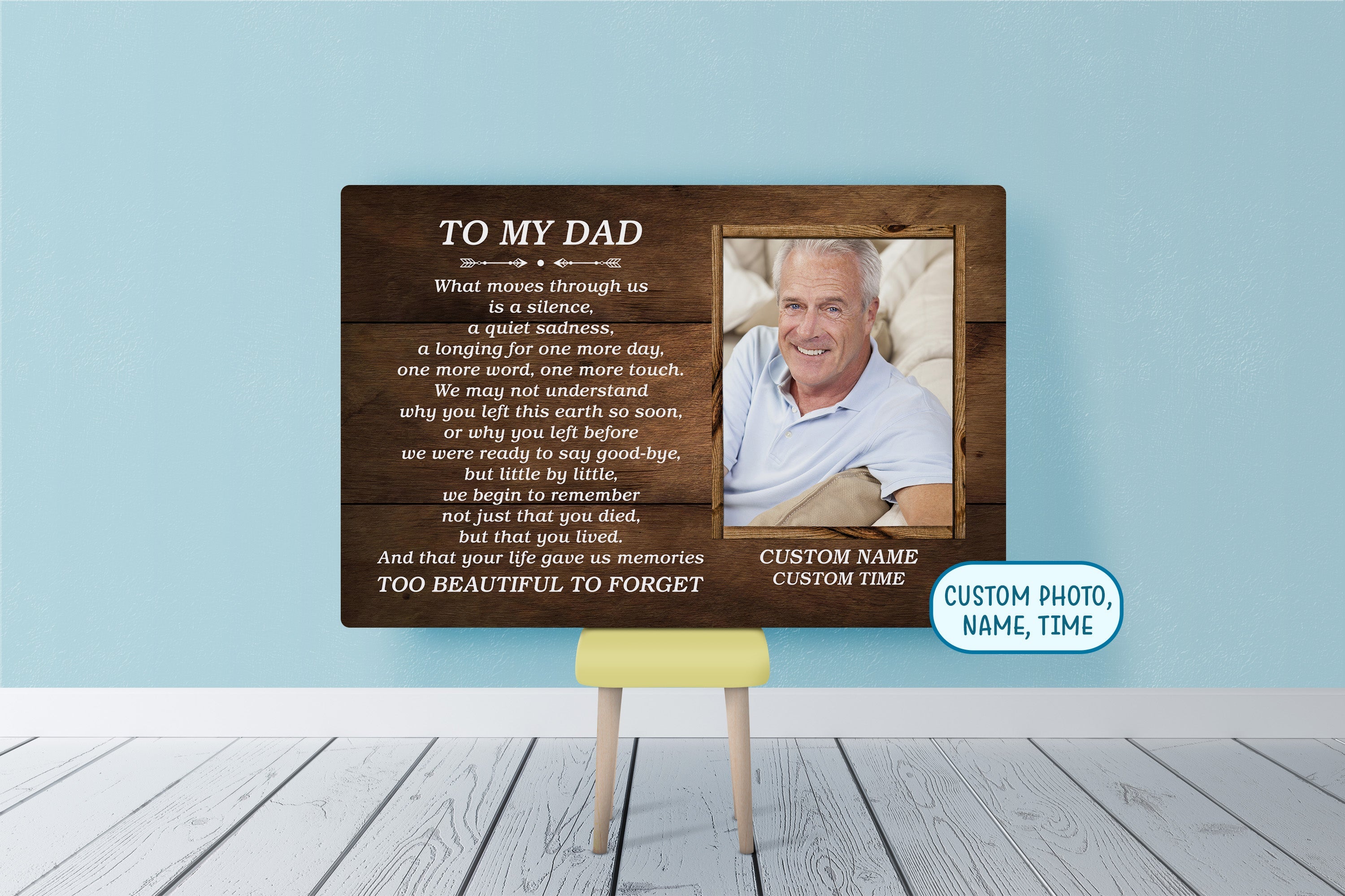 Personalized Memorial Gift For Loss Of Dad, Remembrance Keepsake Deepest Sympathy Canvas For Loss Of Father, Custom Canvas Print