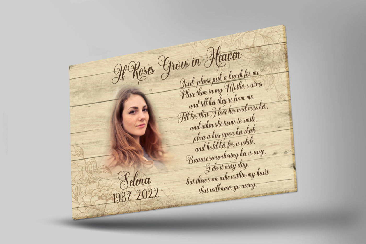 Personalized Memorial Gift Sympathy Roses In Heaven Canvas For Loss Of Loved One In Loving Memory, Custom Canvas Print