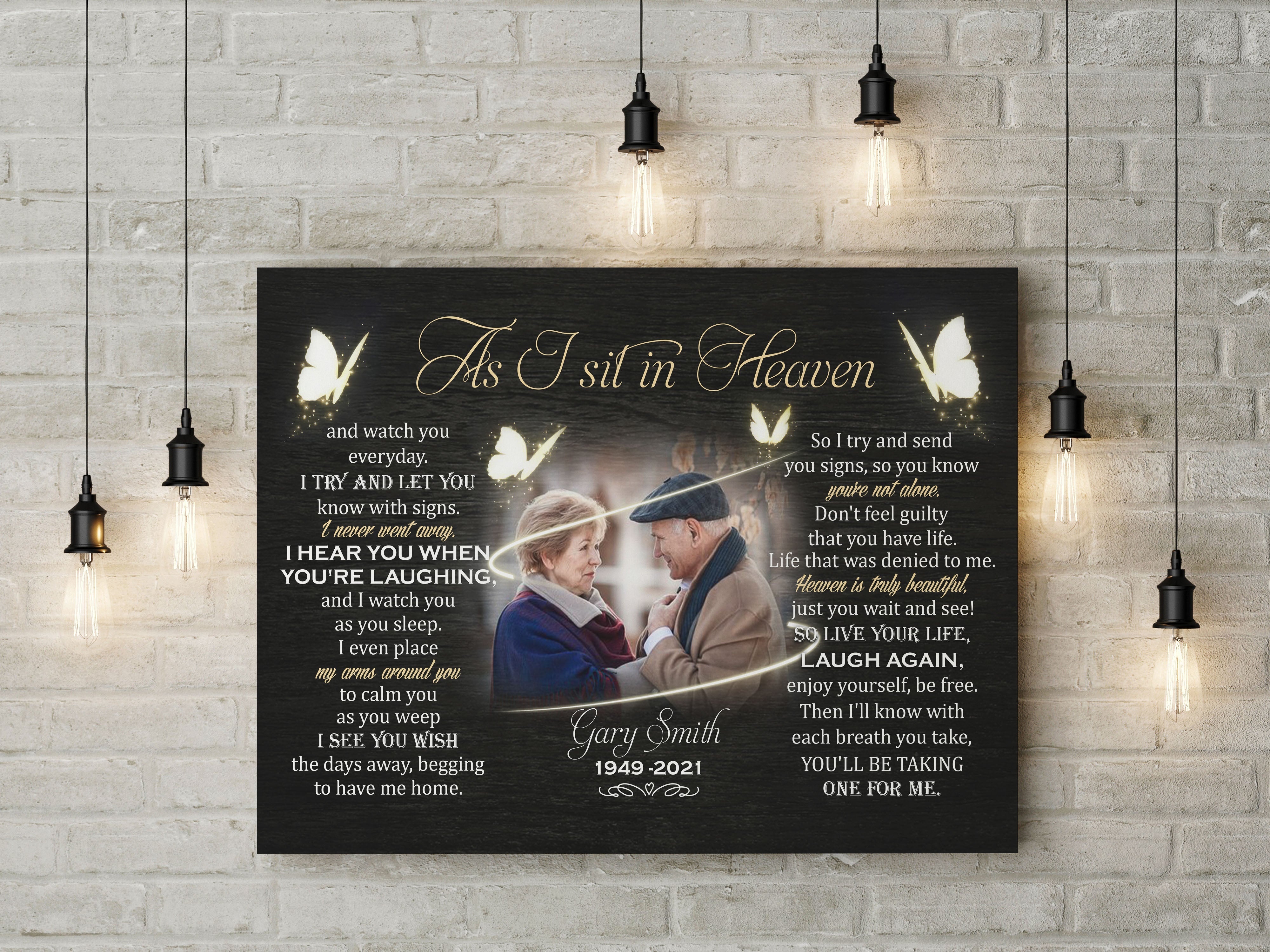 Personalized Memorial Gifts As I Sit In Heaven Canvas Remembrance Canvas For Loss Of Father Mother, Custom Canvas Print