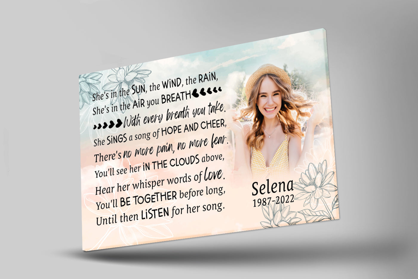 Personalized Memorial Gifts For Loss Of Loved One Deepest Sympathy Gift She Is The Sun The Wind Canvas, Custom Canvas Print