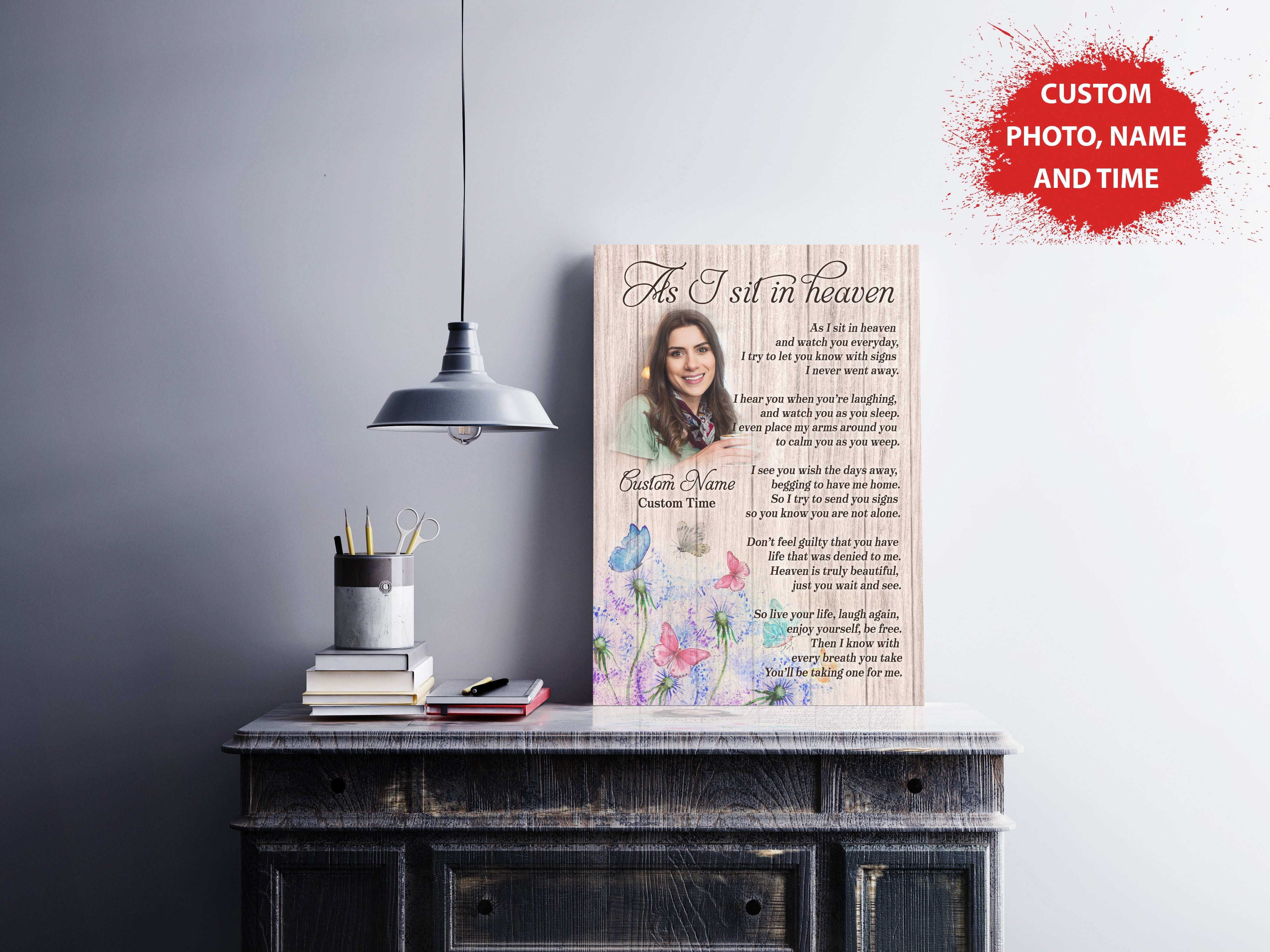 Personalized Memorial Gifts For Loss Of Loved One Sympathy Canvas For Loss Of Father Mother As I Sit In Heaven Custom Canvas Print 2 Wp5gg9 1 Personalized Memorial Gifts For Loss Of Loved One, Sympathy Canvas For Loss Of Father Mother, As I Sit In Heaven, Custom Canvas Print