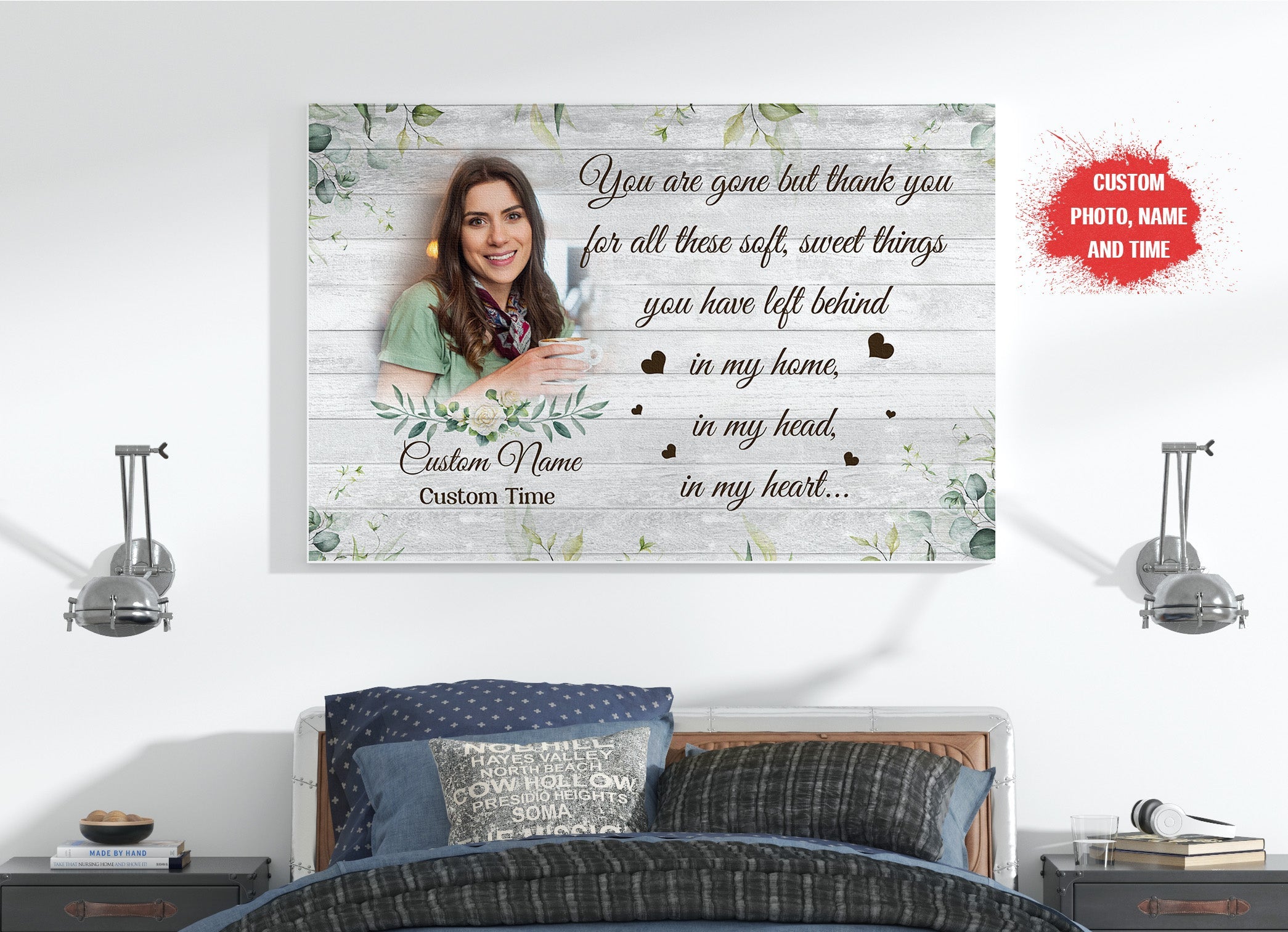 Personalized Memorial Gifts For Loss Of Loved One Sympathy Canvas For Loss Of Sister In Our Hearts, Custom Canvas Print