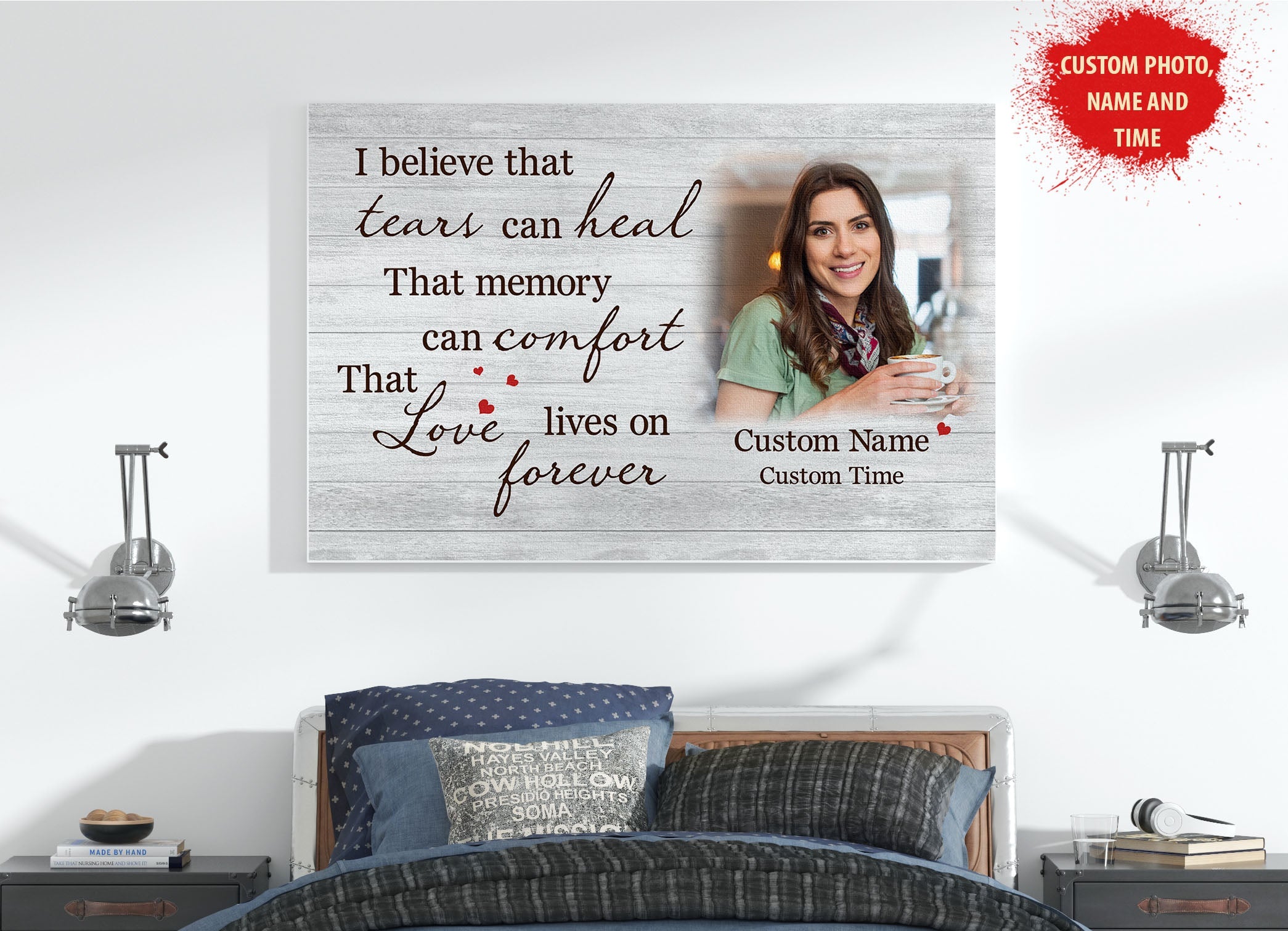 Personalized Memorial Gifts For Loss Of Loved One Sympathy Canvas For Loss Of Sister Love Lives Forever, Custom Canvas Print