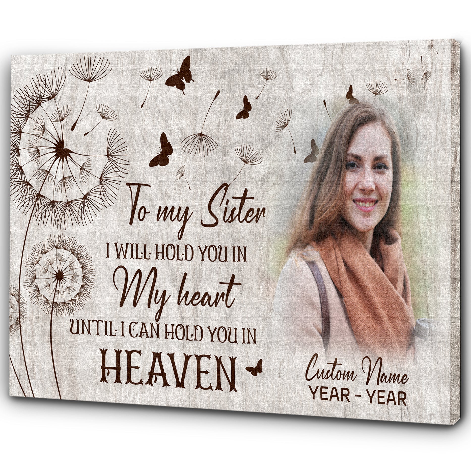 Personalized Memorial Gifts For Loss Of Sister Deepest Sympathy Canvas Hold You In Heaven, Custom Canvas Print