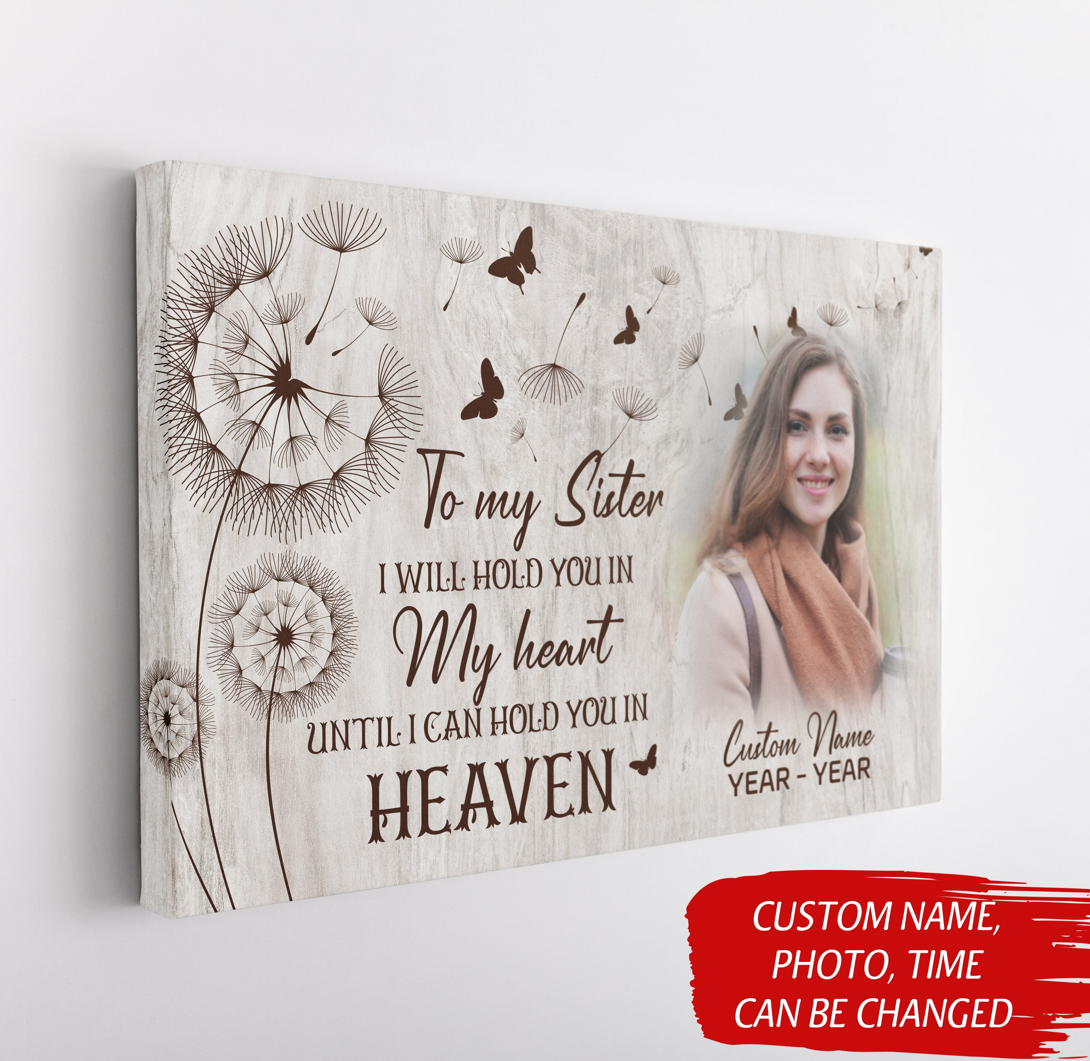 Personalized Memorial Gifts For Loss Of Sister Deepest Sympathy Canvas Hold You In Heaven, Custom Canvas Print