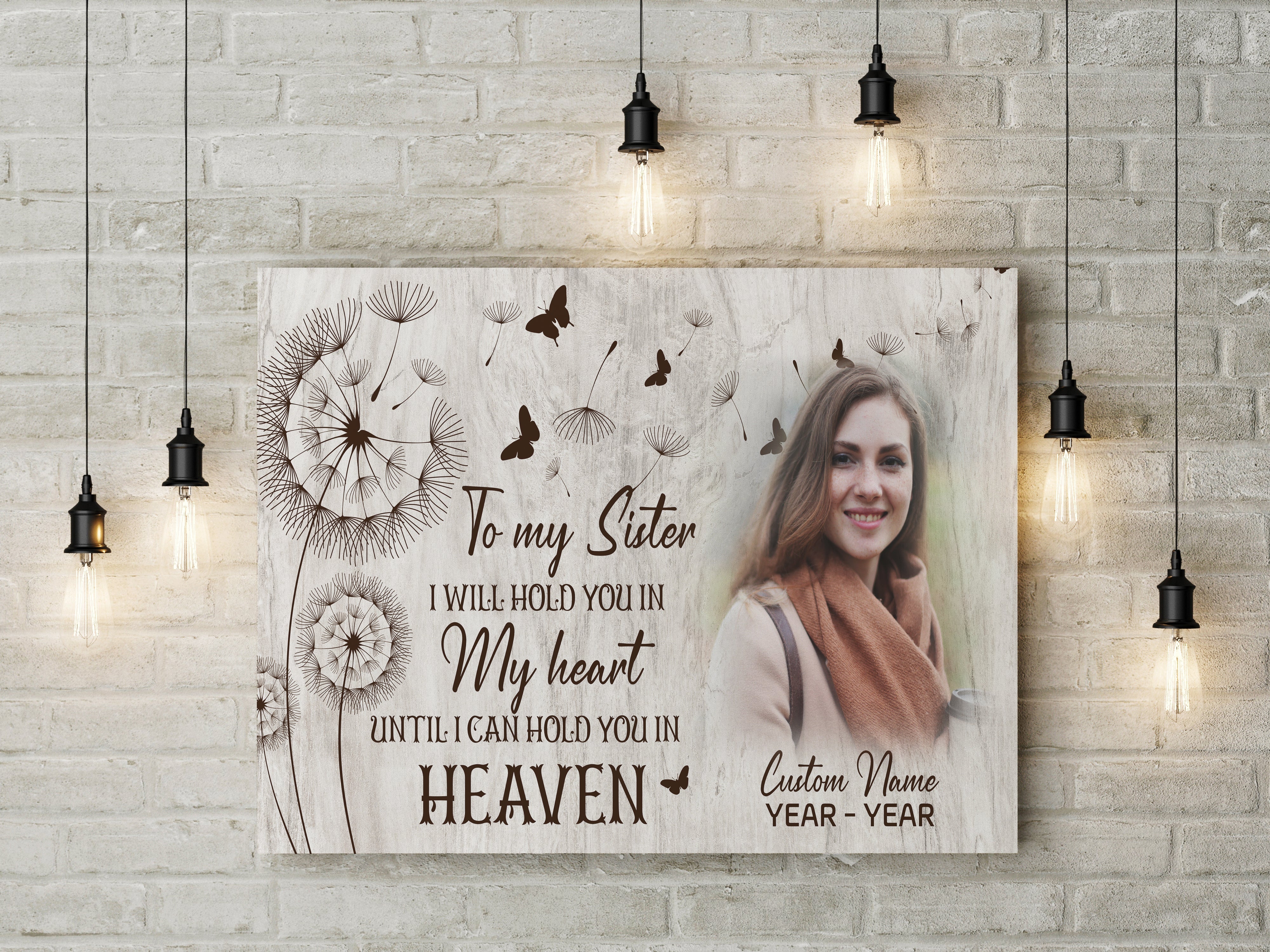 Personalized Memorial Gifts For Loss Of Sister Deepest Sympathy Canvas Hold You In Heaven, Custom Canvas Print