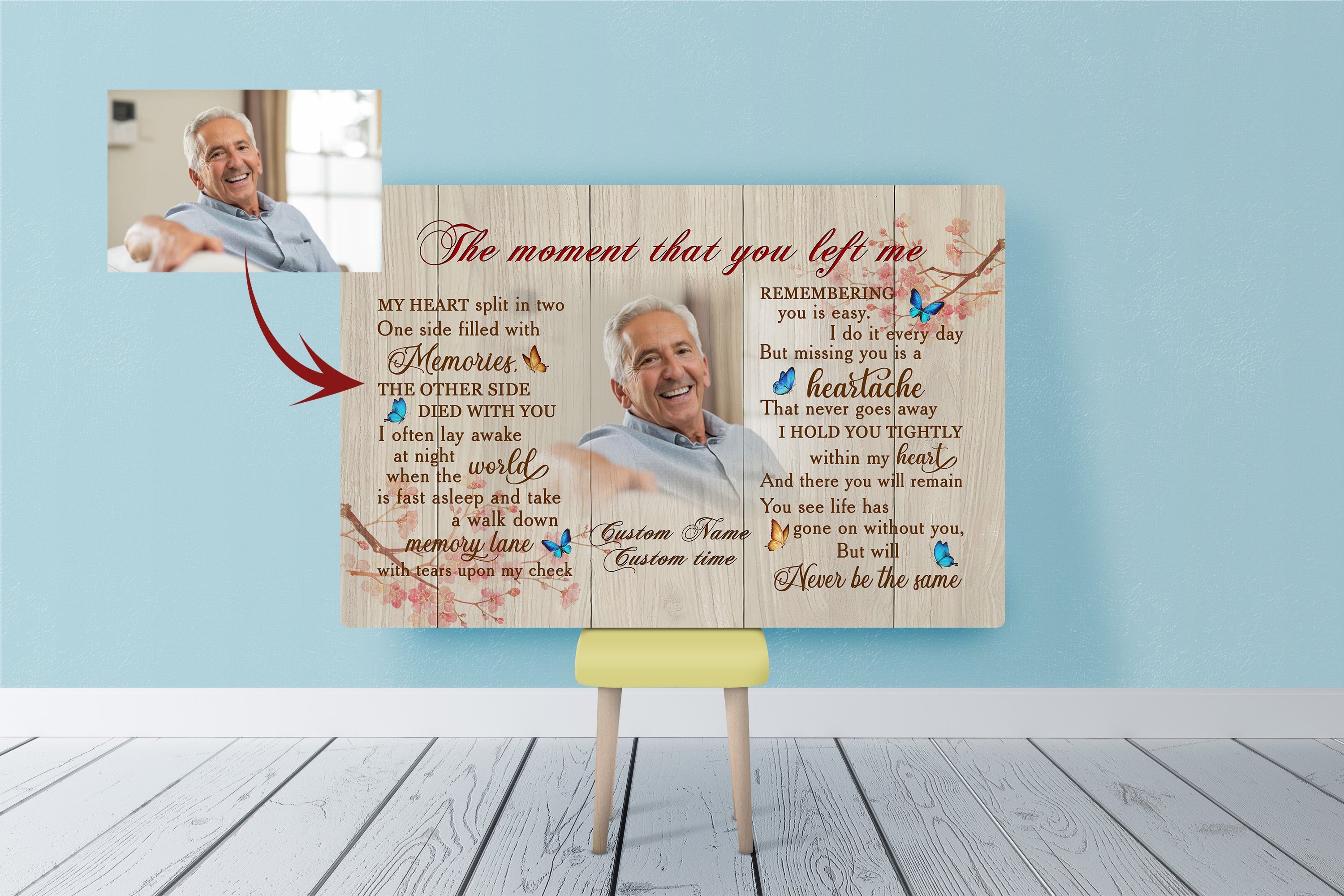 Personalized Memory Canvas The Moment That You Left Me Butterfly Memorial Gift Sympathy Gift For Loss Of Loved One Father Mother