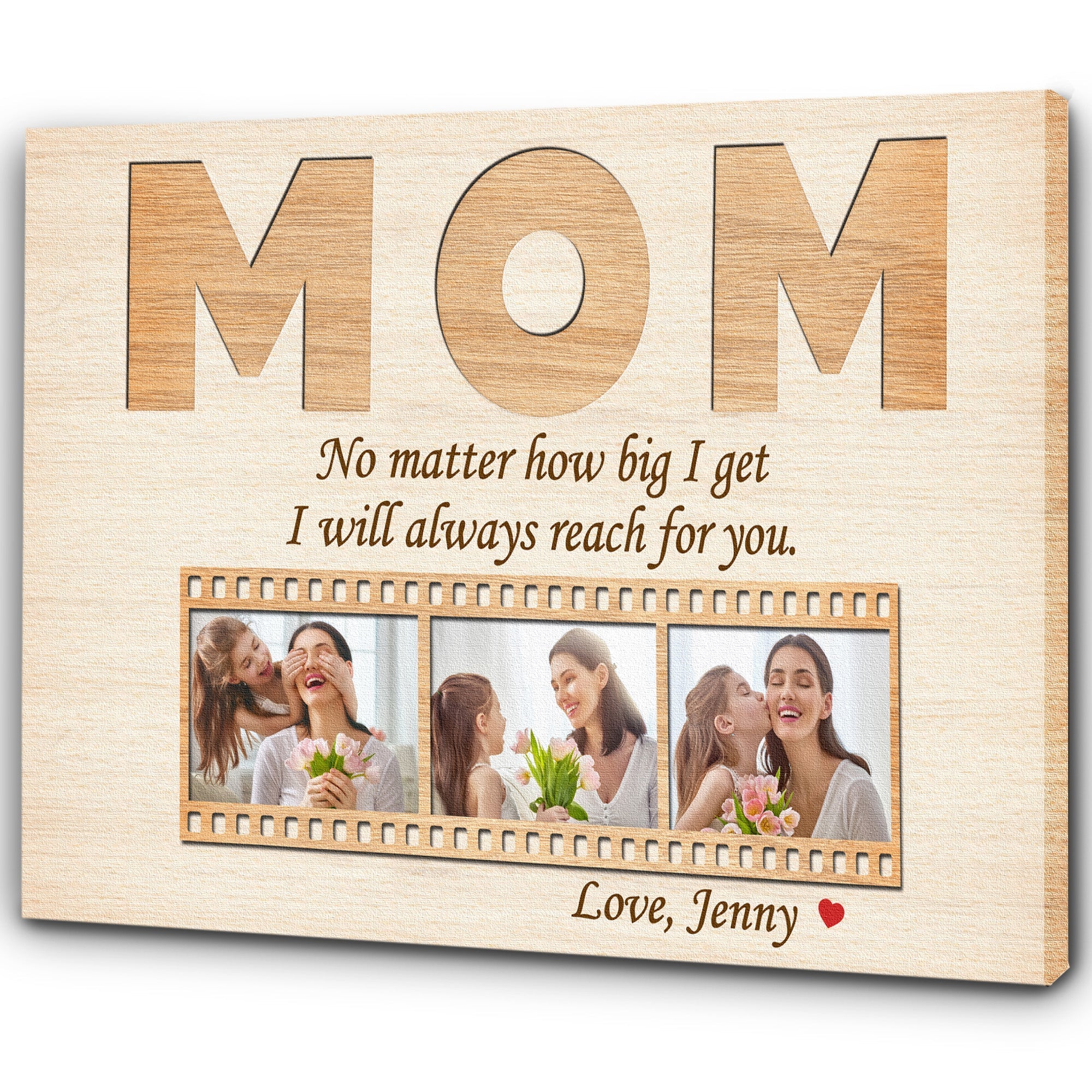 Personalized Mom Canvas, Always Reach For Your, Mother'S Day Gift For Mom Custom Photo Collage, Custom Canvas Print