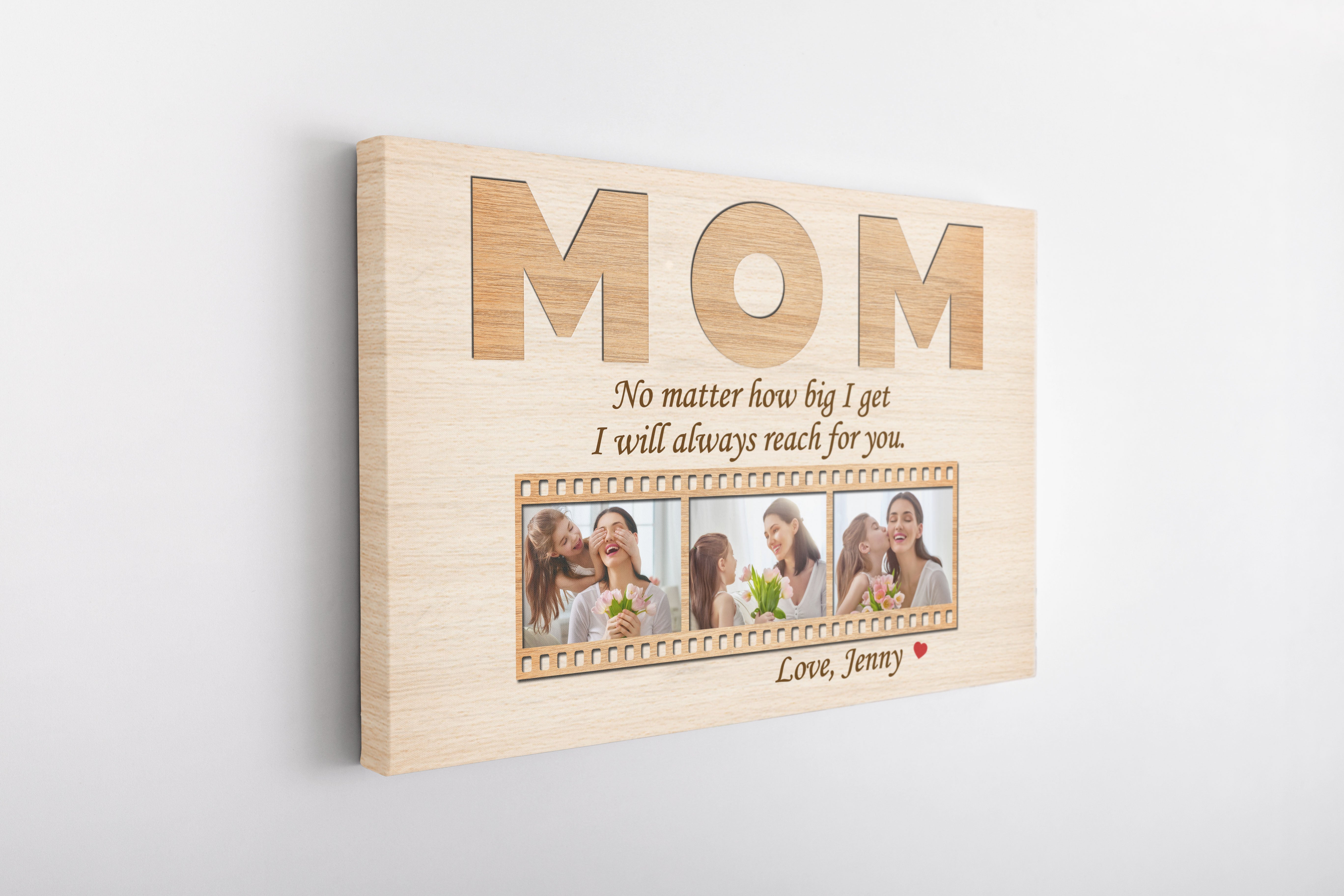 Personalized Mom Canvas, Always Reach For Your, Mother'S Day Gift For Mom Custom Photo Collage, Custom Canvas Print