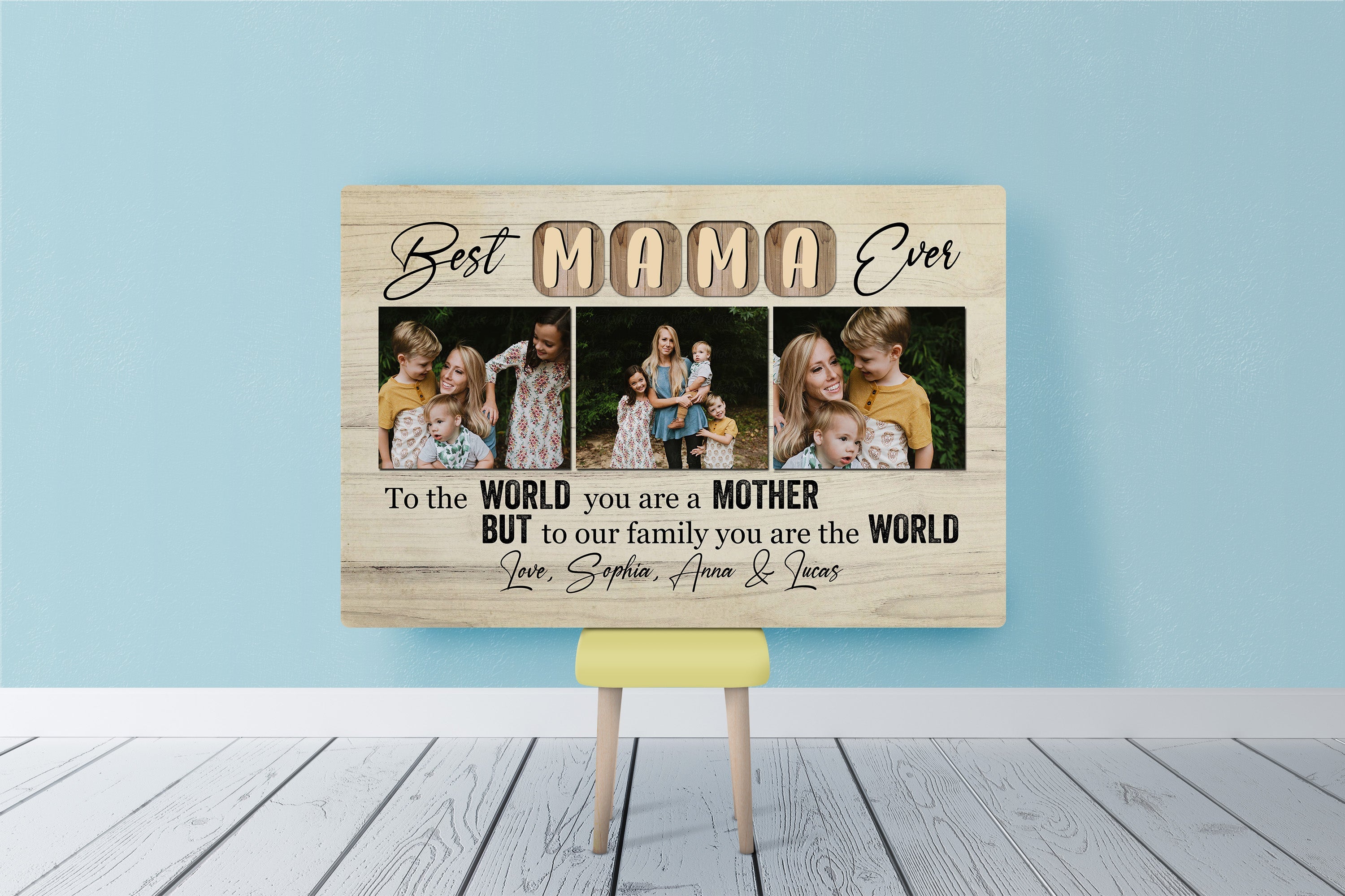 Personalized Mom Canvas, Best Mama Ever, Mother'S Day Thoughtful Gift Custom Photo Collage For Mom, Custom Canvas Print