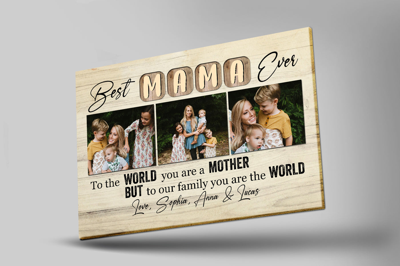 Personalized Mom Canvas, Best Mama Ever, Mother'S Day Thoughtful Gift Custom Photo Collage For Mom, Custom Canvas Print
