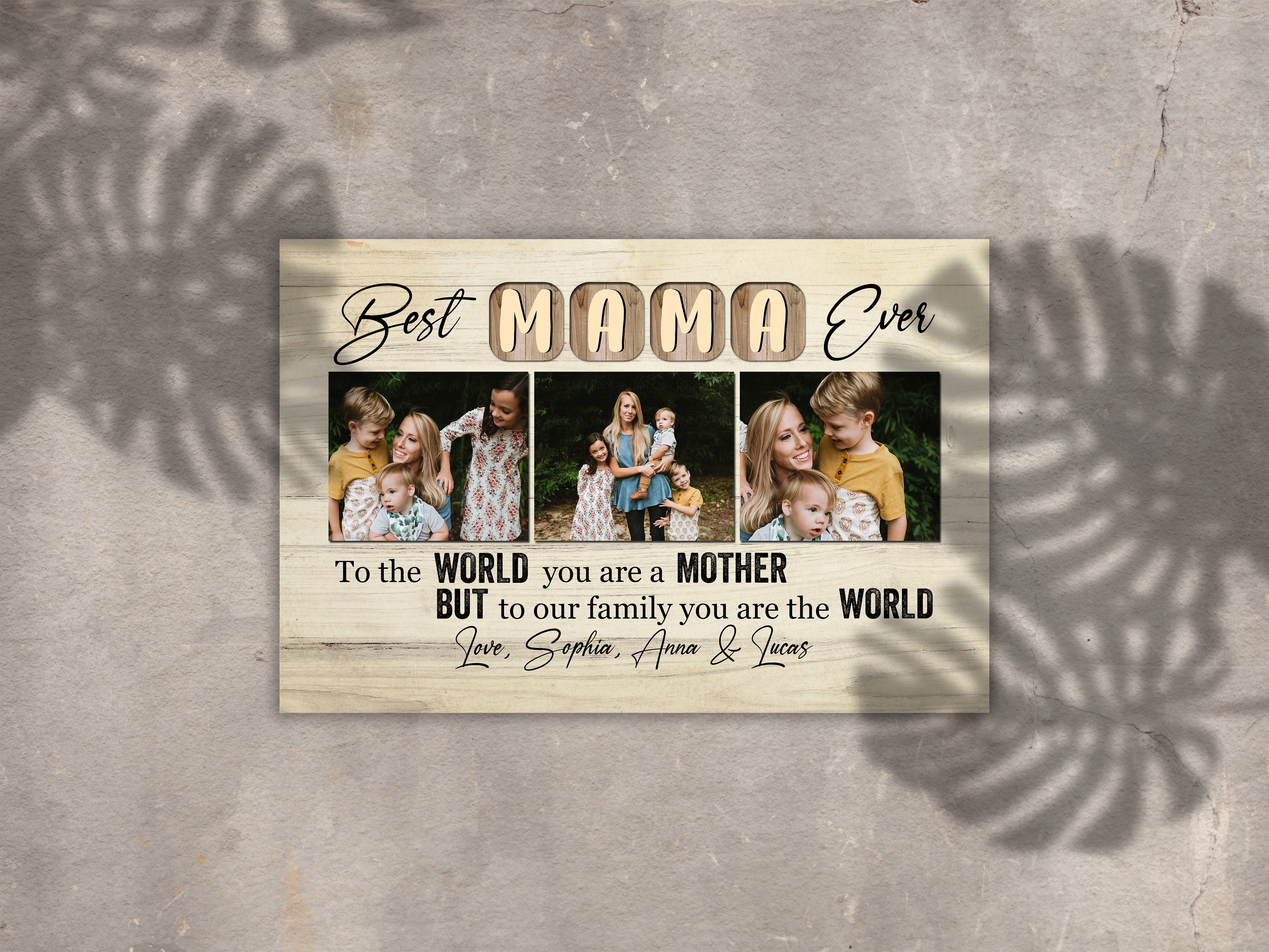 Personalized Mom Canvas, Best Mama Ever, Mother'S Day Thoughtful Gift Custom Photo Collage For Mom, Custom Canvas Print