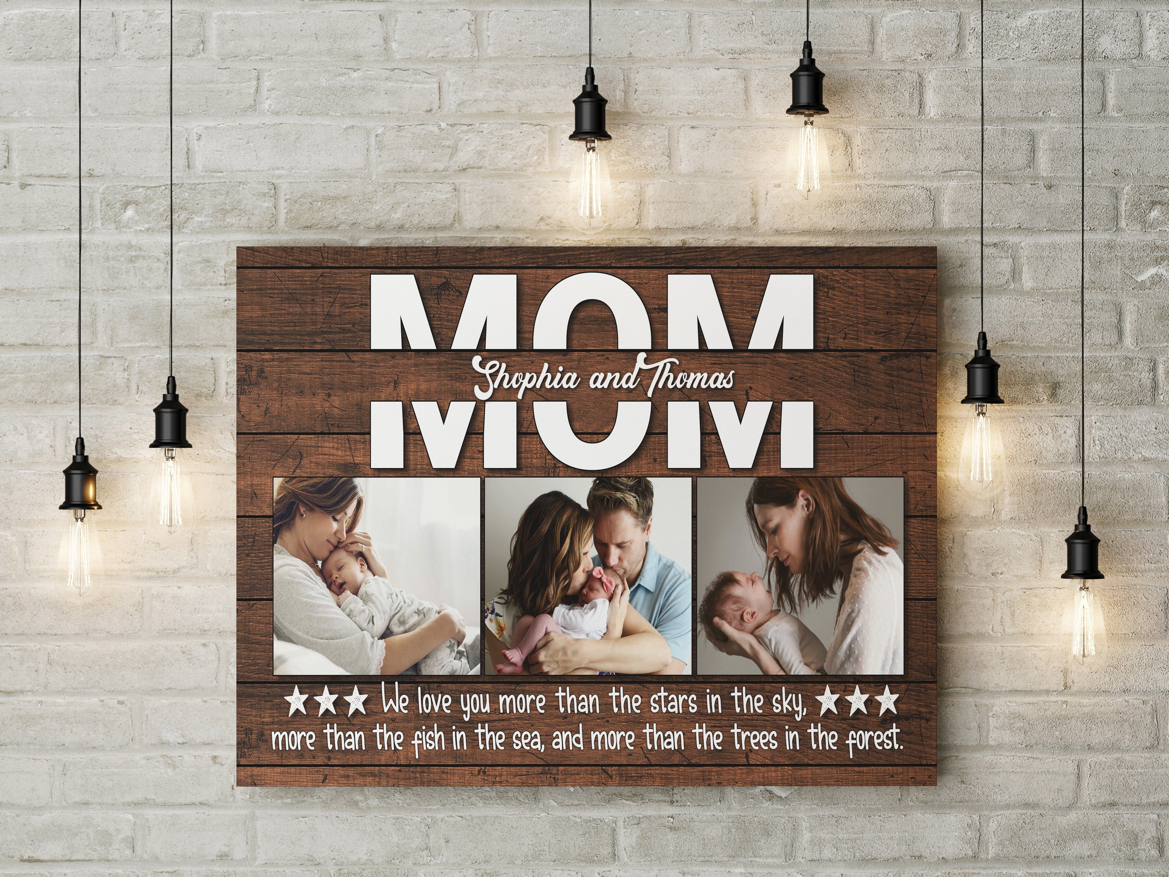 Personalized Mom Canvas Custom Mom Photo Collage Mom Gift, Gift For Her On Mothers Day Christmas, Custom Canvas Print