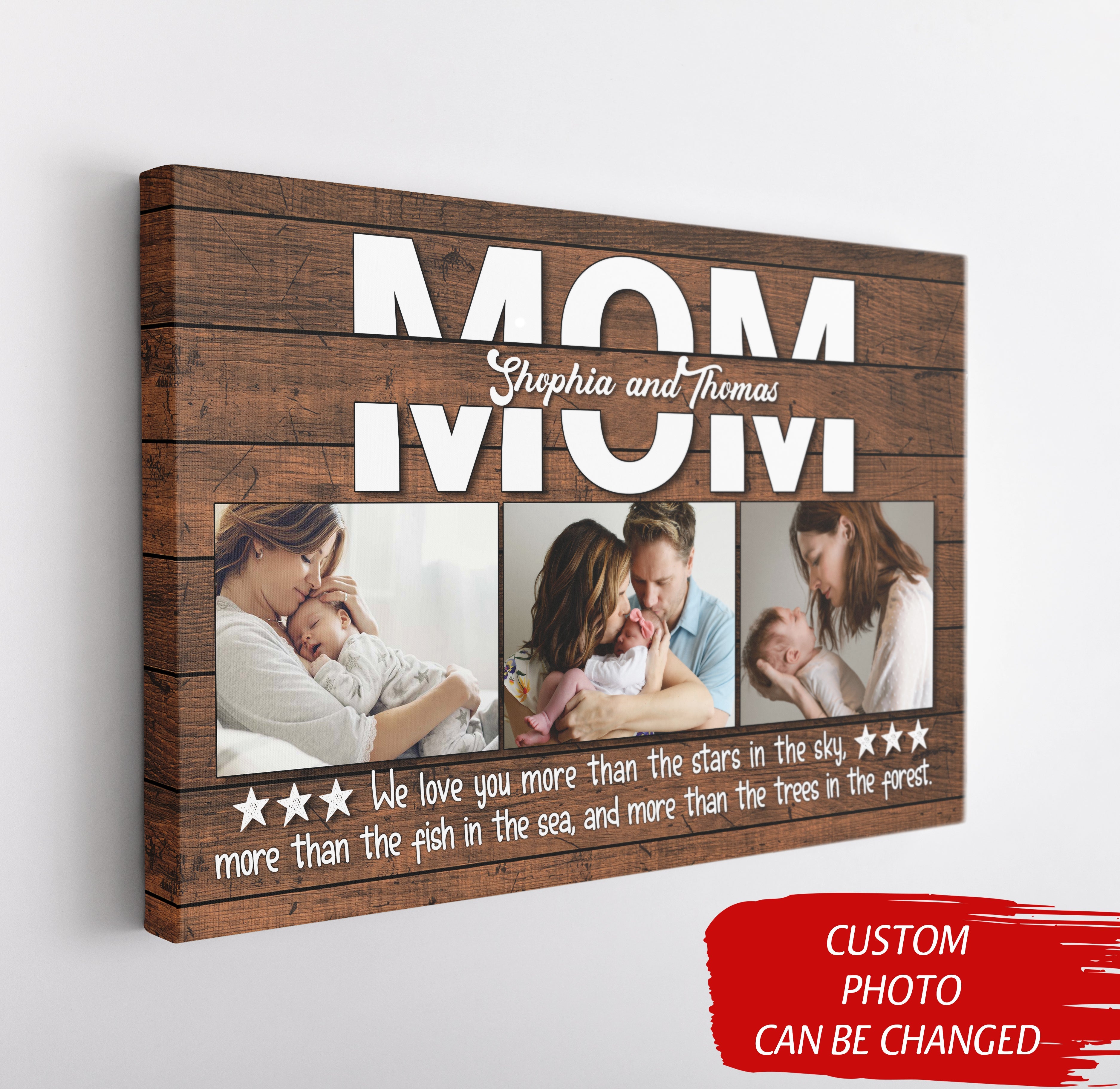 Personalized Mom Canvas Custom Mom Photo Collage Mom Gift, Gift For Her On Mothers Day Christmas, Custom Canvas Print