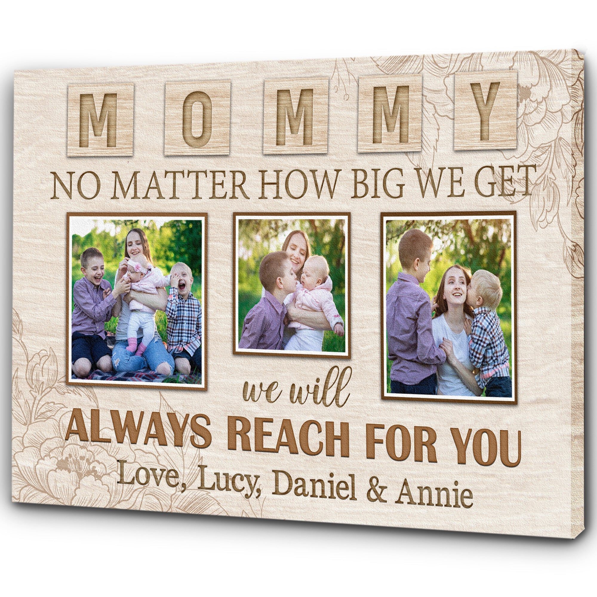 Personalized Mom Canvas, Mommy Photo Collage Mother'S Day Canvas Thoughtful Gift I Love You Mom, Custom Canvas Print