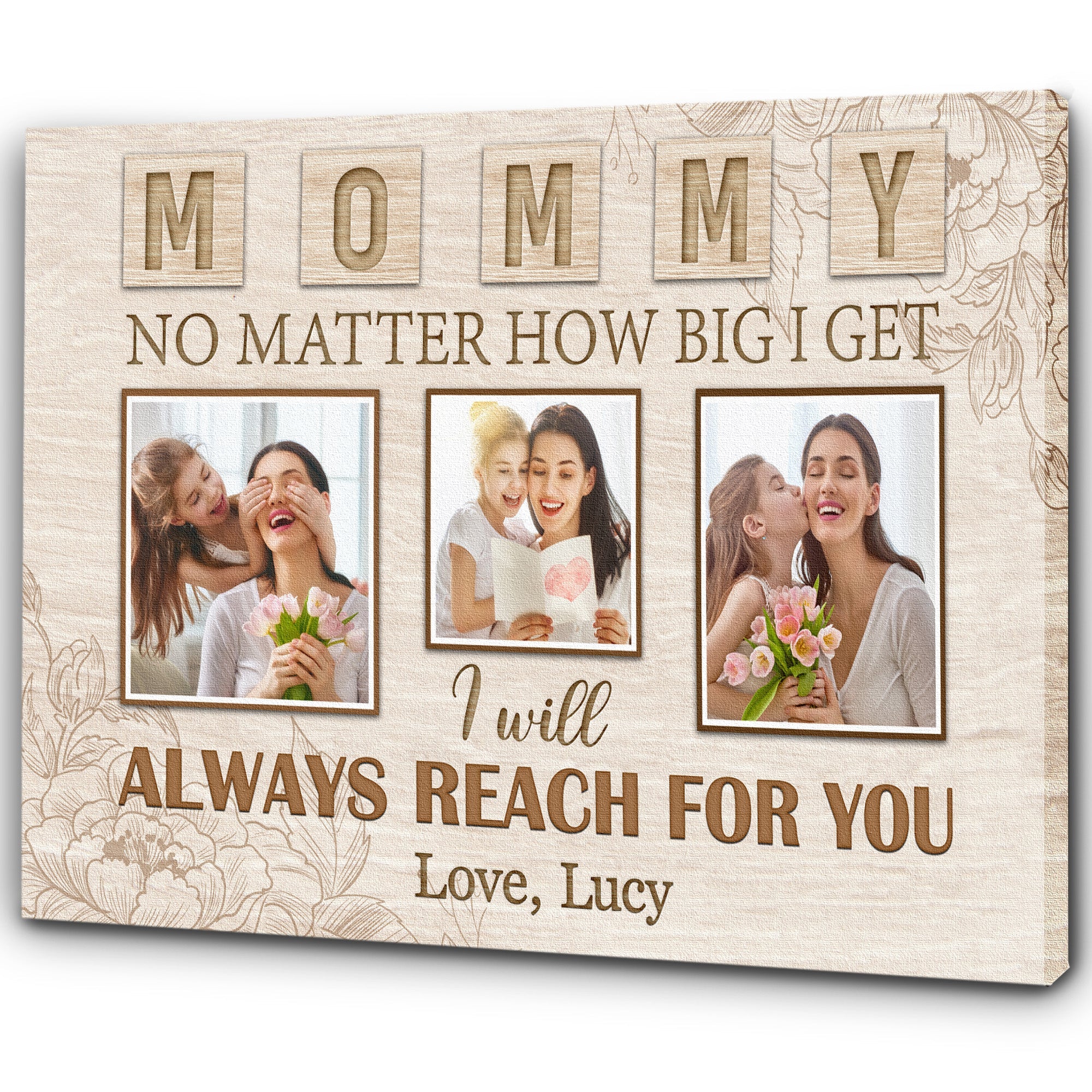Personalized Mom Canvas, Mommy Photo Collage Mother'S Day Canvas, Thoughtful Gift I Love You Mom, Custom Canvas Print