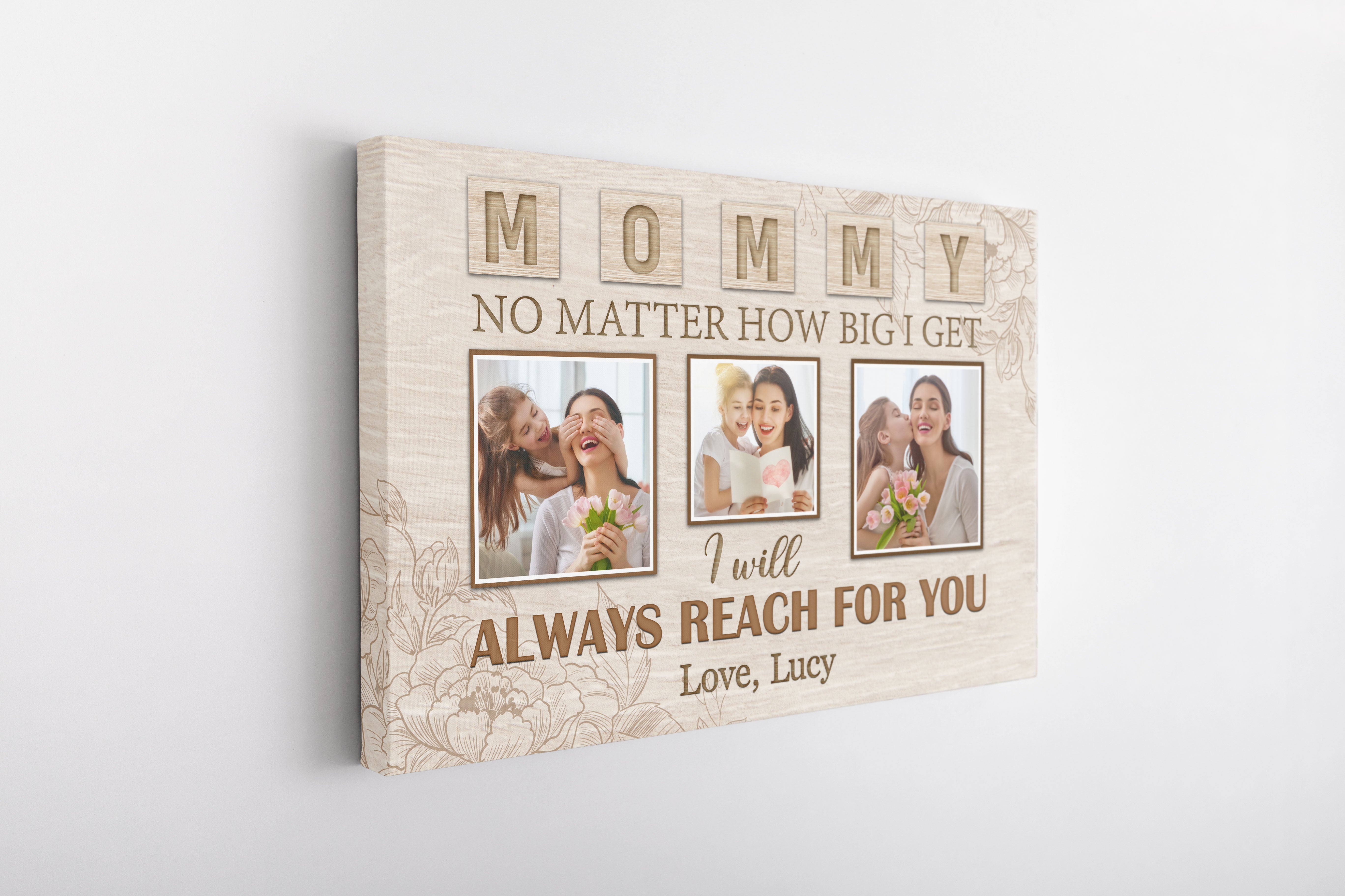 Personalized Mom Canvas, Mommy Photo Collage Mother'S Day Canvas, Thoughtful Gift I Love You Mom, Custom Canvas Print