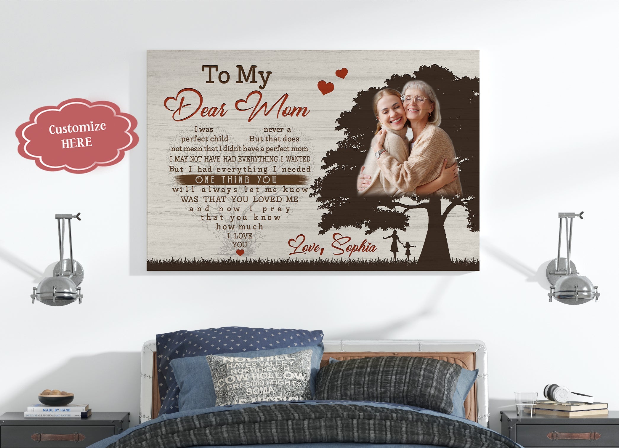 Personalized Mom Canvas, To My Dear Mom Mother'S Day Canvas Gift, I Love You Mom Birthday Christmas, Custom Canvas Print