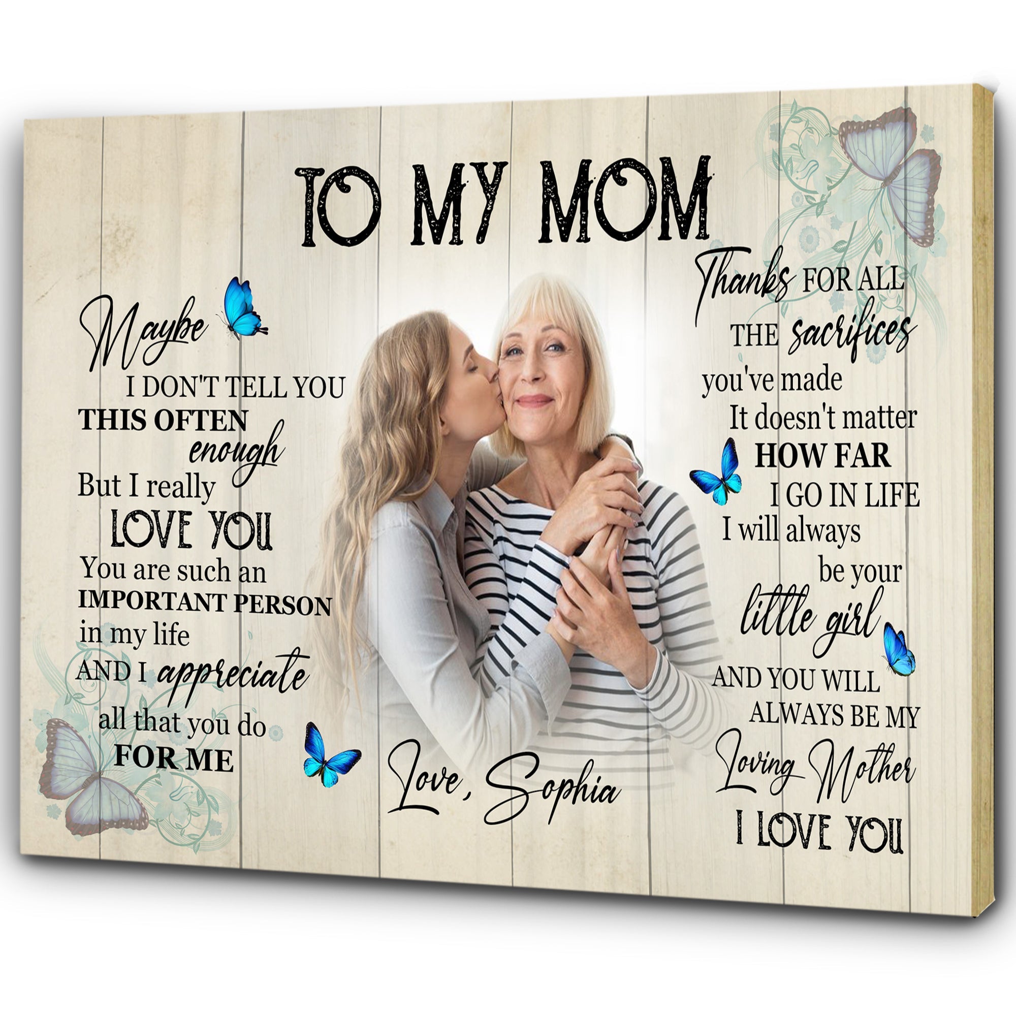 Personalized Mom Canvas To My Mom Mother S Day Butterfly Gift Thoughtful Gift I Love You Mom Custom Canvas Print 1 Q70wat 2 Personalized Mom Canvas, To My Mom Mother'S Day Butterfly Gift, Thoughtful Gift I Love You Mom, Custom Canvas Print