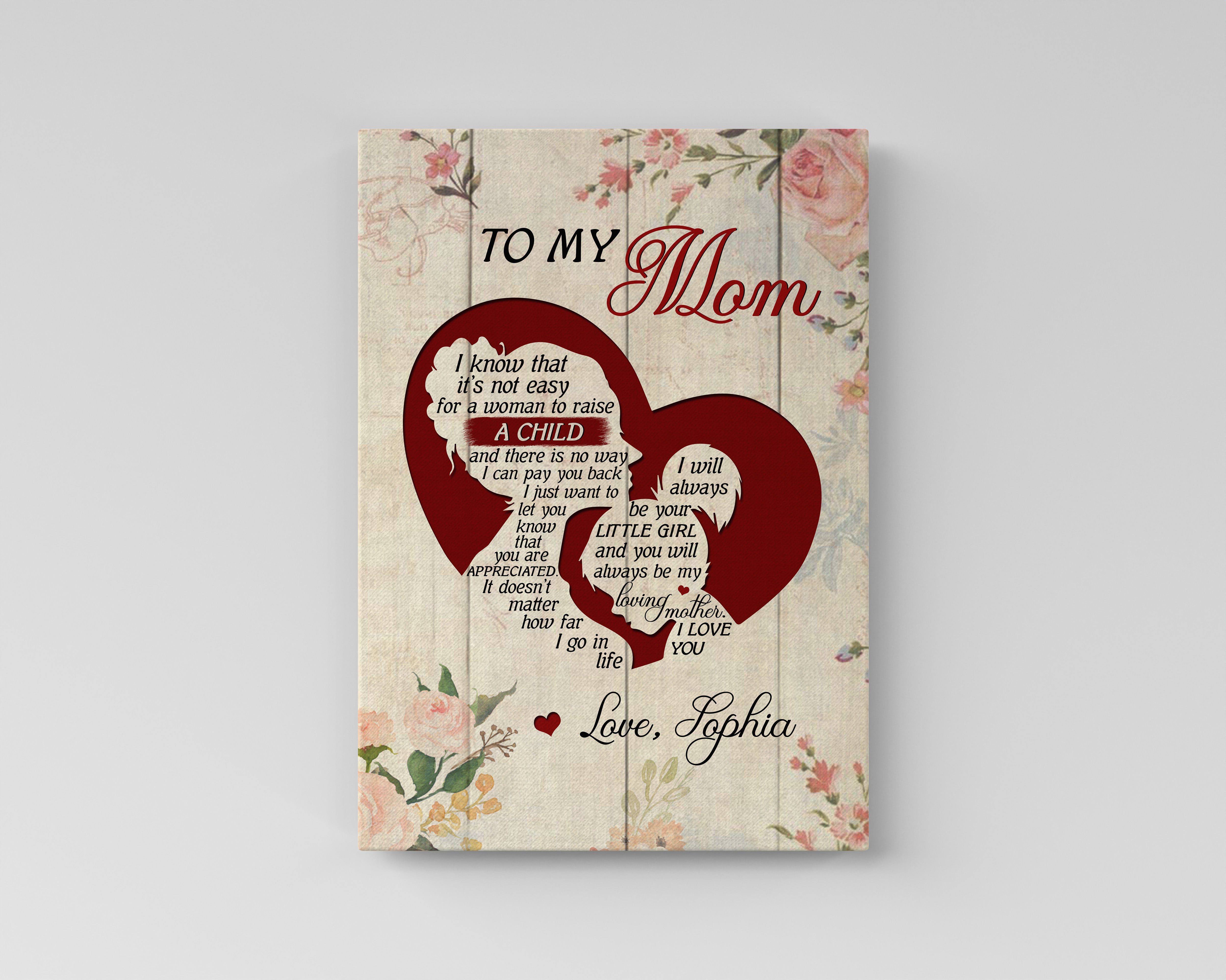 Personalized Mom Canvas, To My Mom Mother'S Day Gift, I Love You Mom Birthday Christmas Wall Art, Custom Canvas Print
